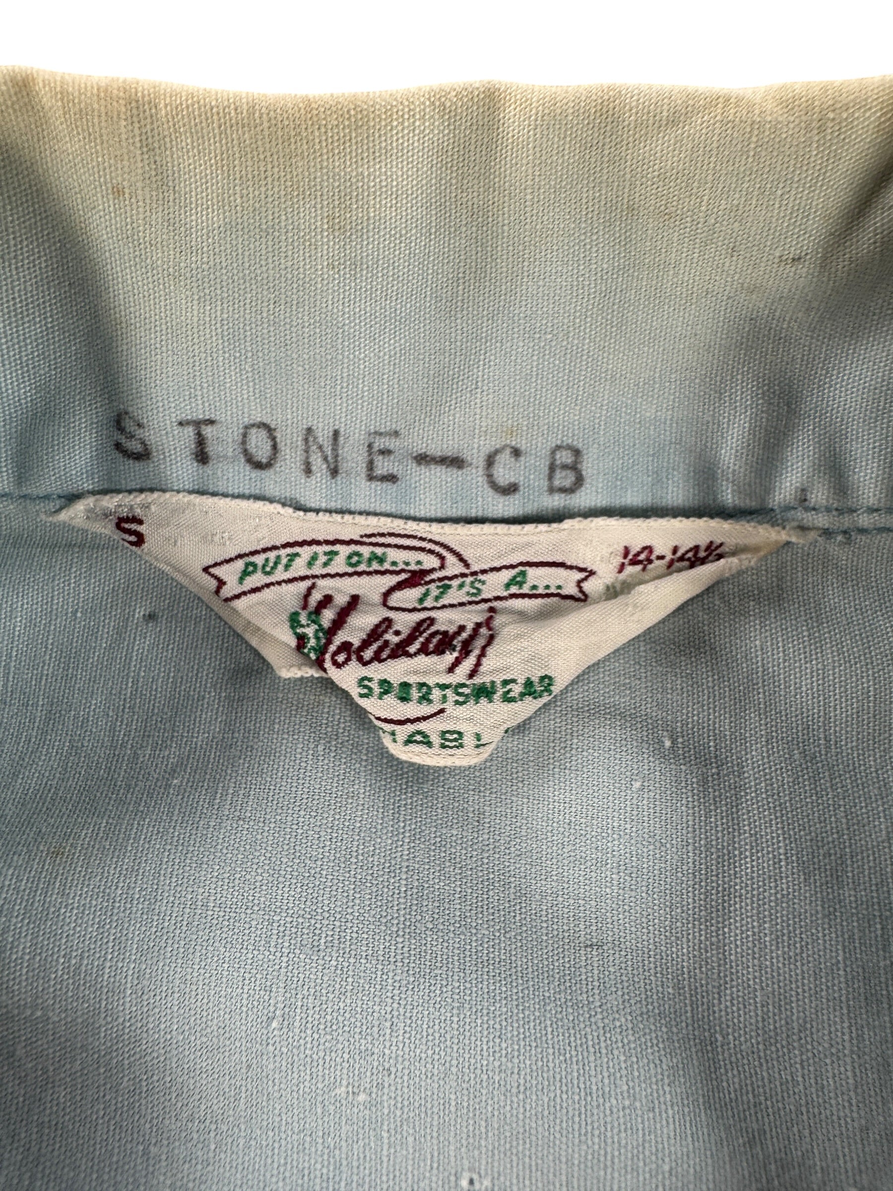 Tag on Vintage Chambray-esque Bowling Shirt SZ S AS IS