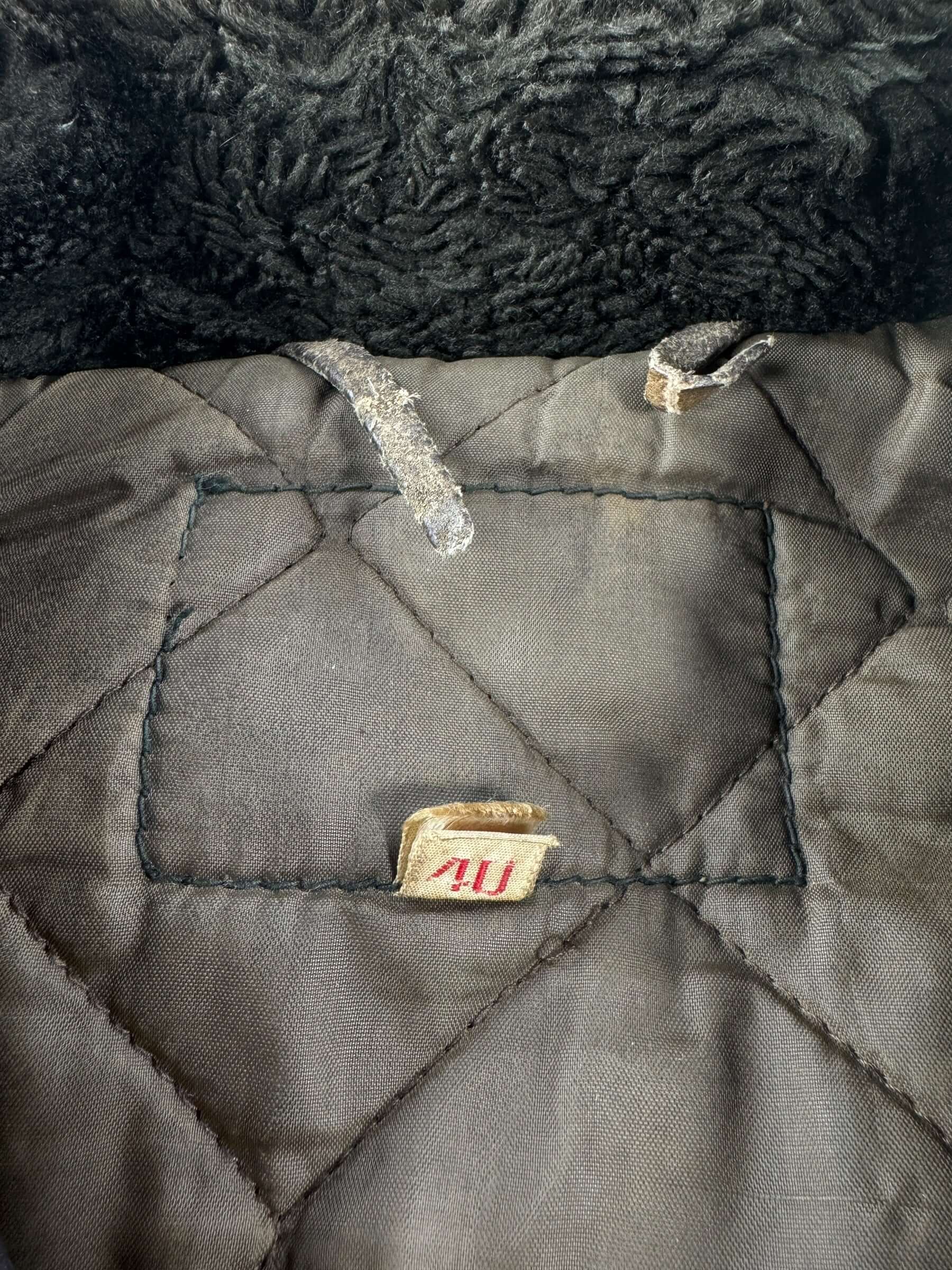 Label on Vintage Leather Bomber Jacket SZ 40 AS IS