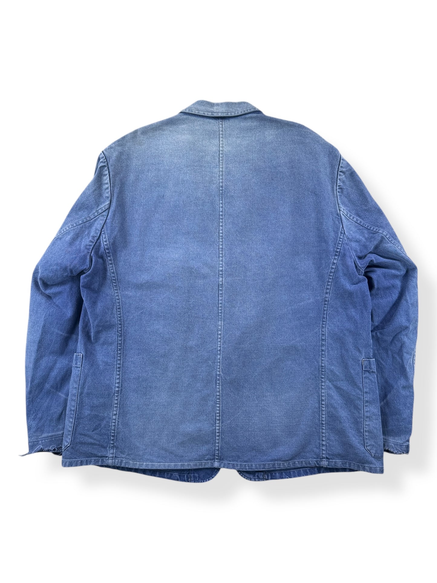 Back of Vintage Sunfaded 50's Era French Chore Coat SZ XL