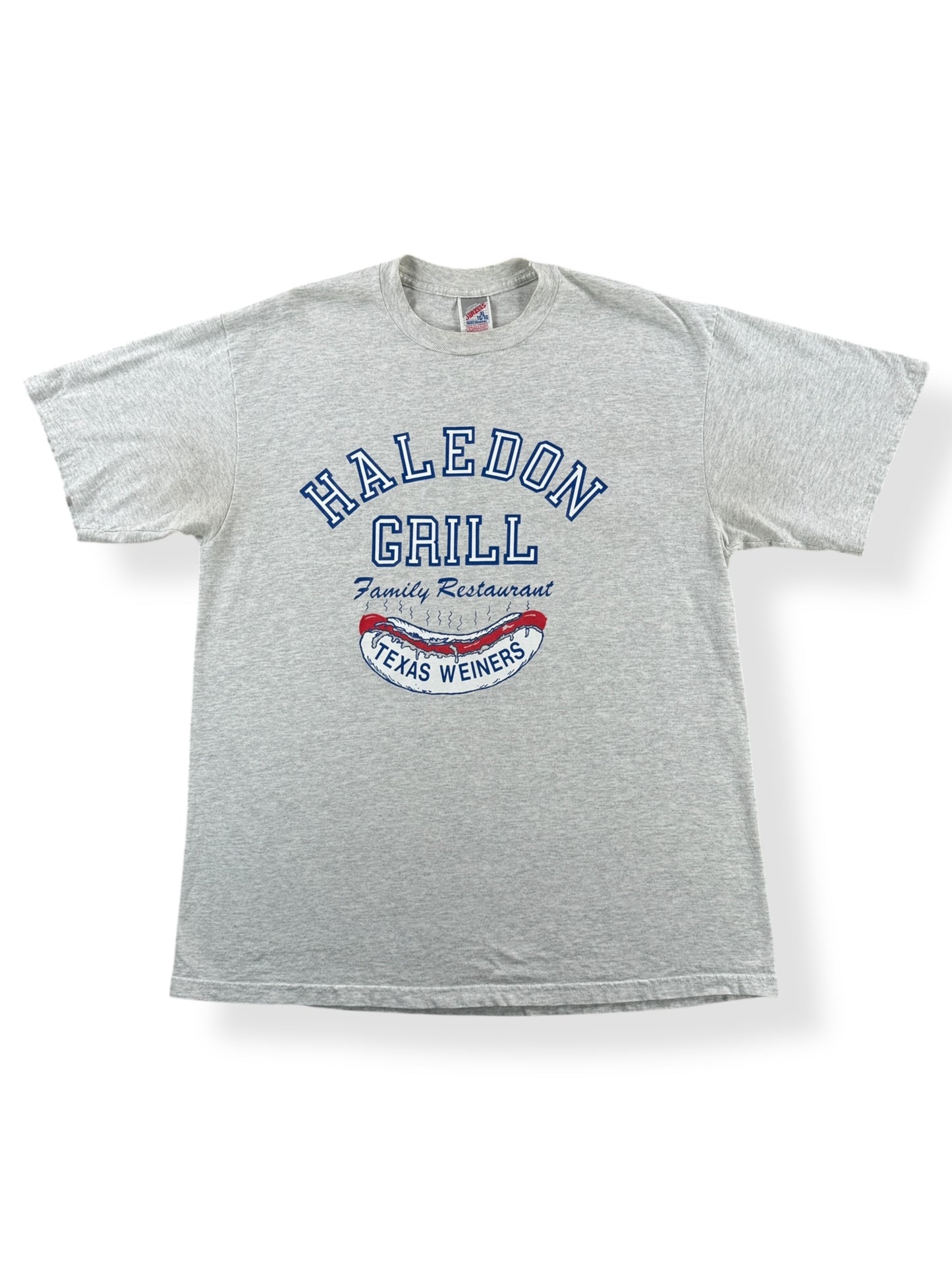 Front of Vintage Haledon Grill Texas Wieners Tee SZ XL