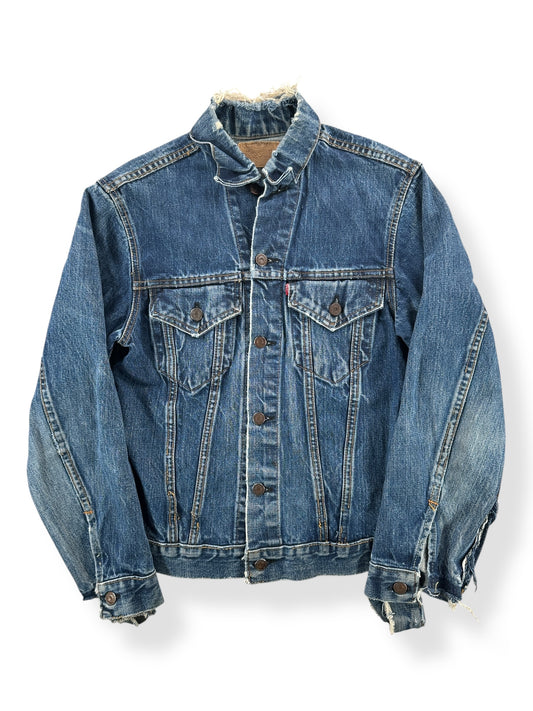 Front of Vintage Distressed Big E Levis Type 3 Jacket SZ XS
