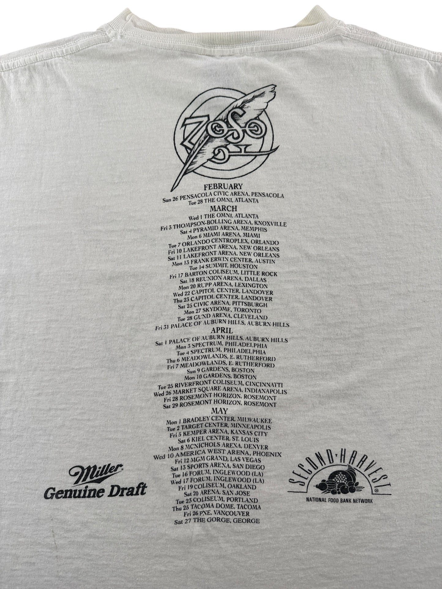 Vintage 1995 Winterland Robert Plant Jimmy Page World Tour Tee SZ XL