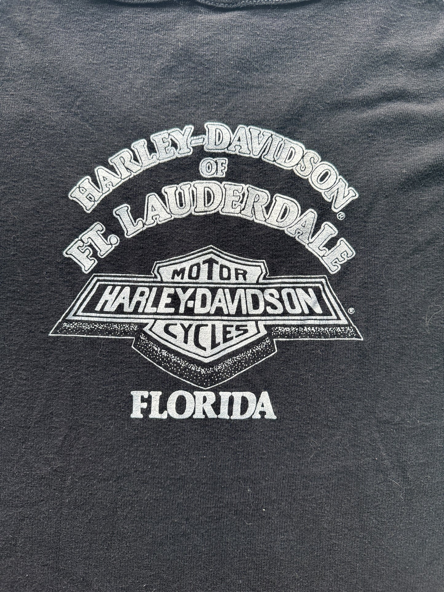 Back Graphic on Ladies Harley Davidson of Ft Lauderdale We've Got Heart Tee SZ L