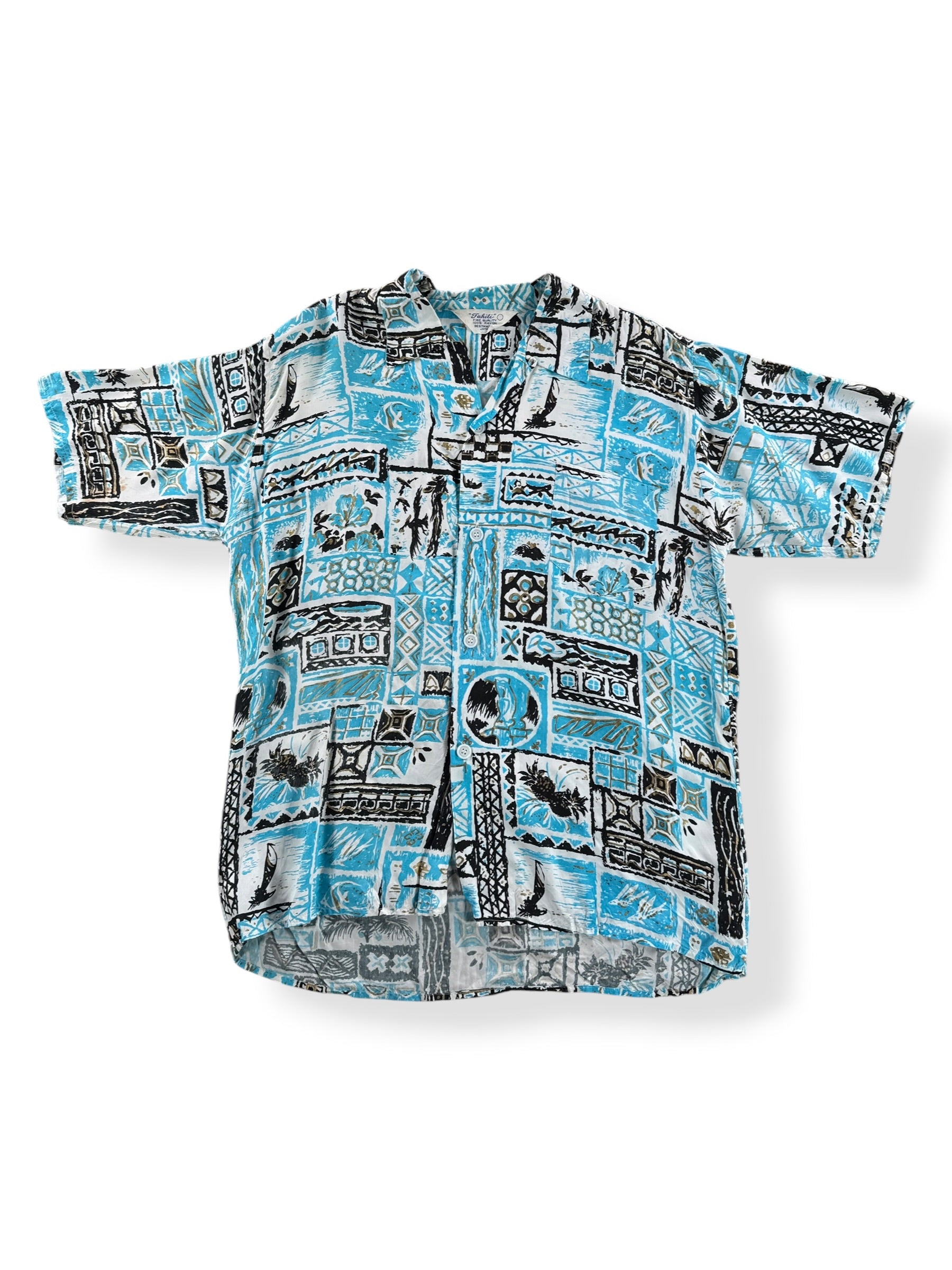 Front of Vintage 60s Hawaiian Loop Collar SZ M