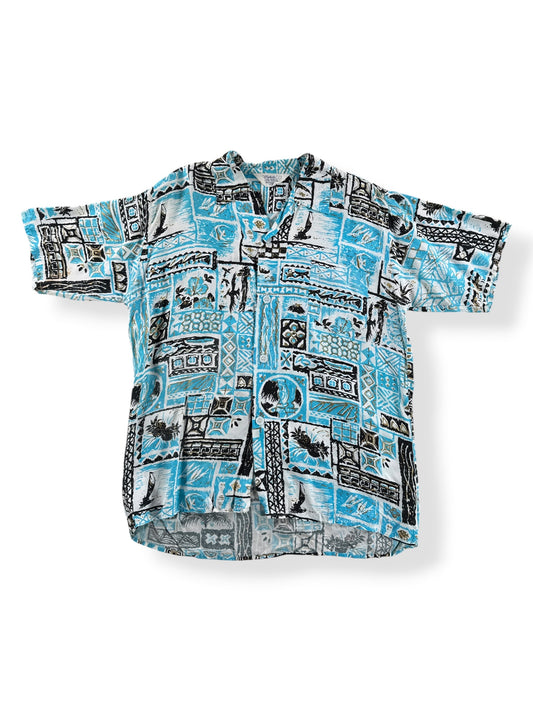Front of Vintage 60s Hawaiian Loop Collar SZ M