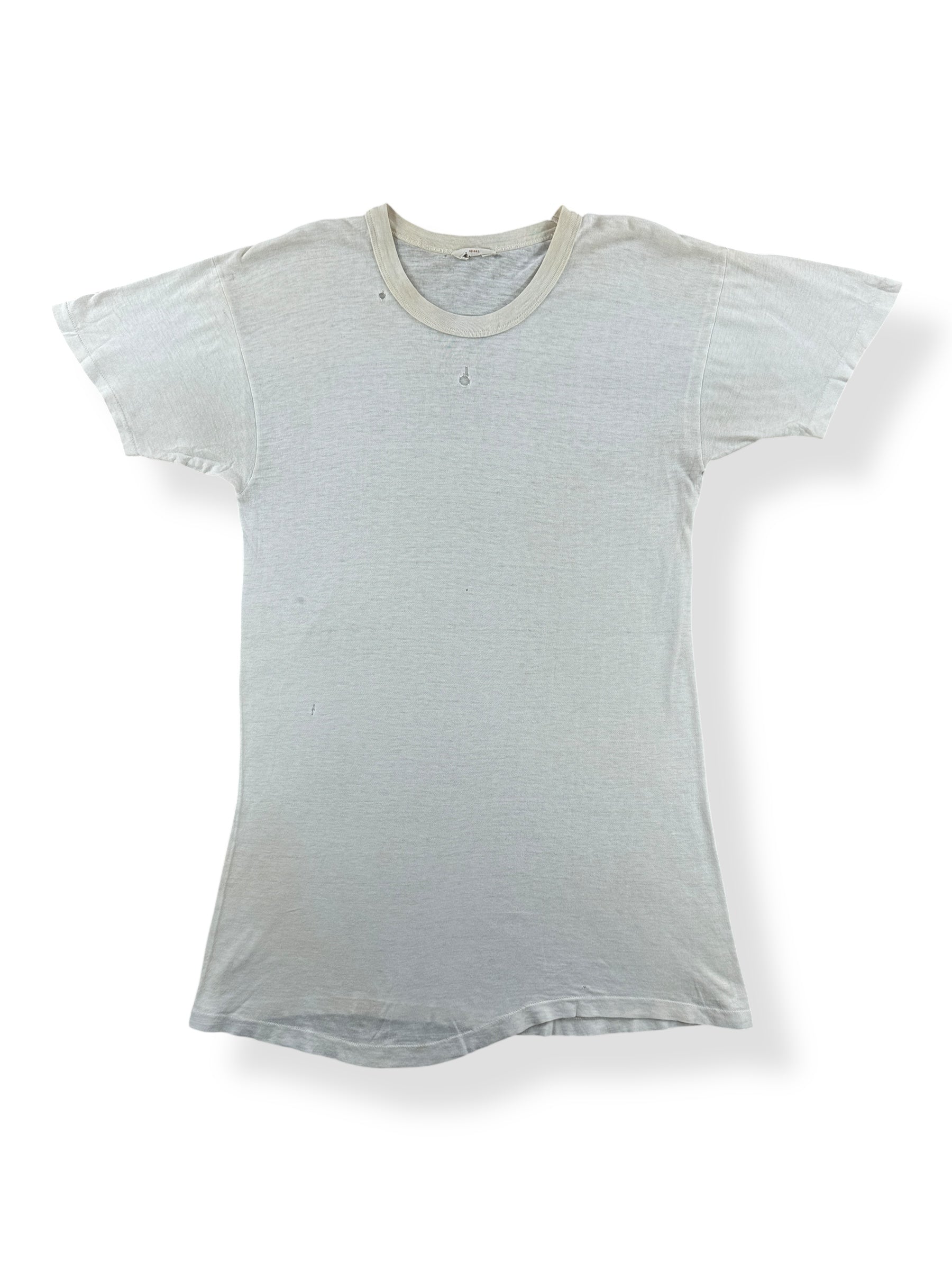 Front of Vintage 60s Era Jockey White Blank Tee SZ S AS IS