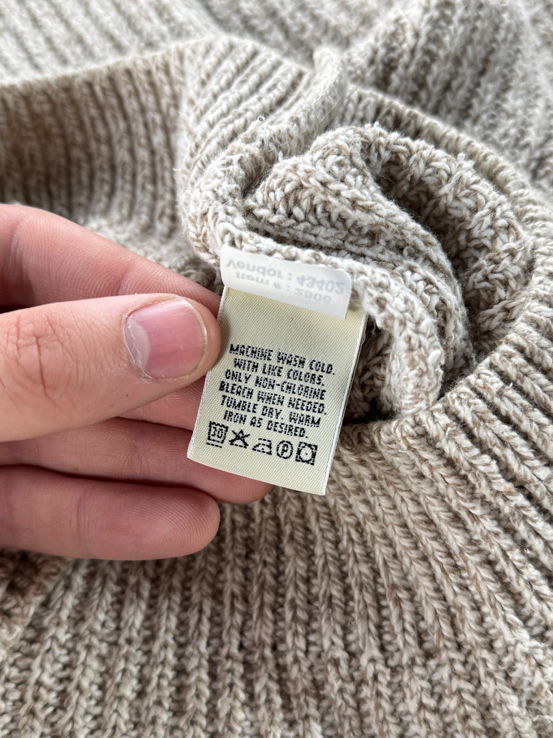 Inner tags on Vintage Eddie Bauer Henley Style Sweater SZ S (Fits XL)