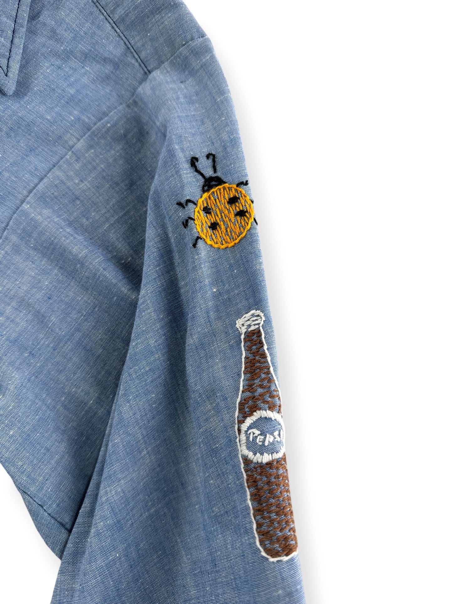 Embroidery on Vintage Big Smith Embroidered Chambray Shirt SZ L