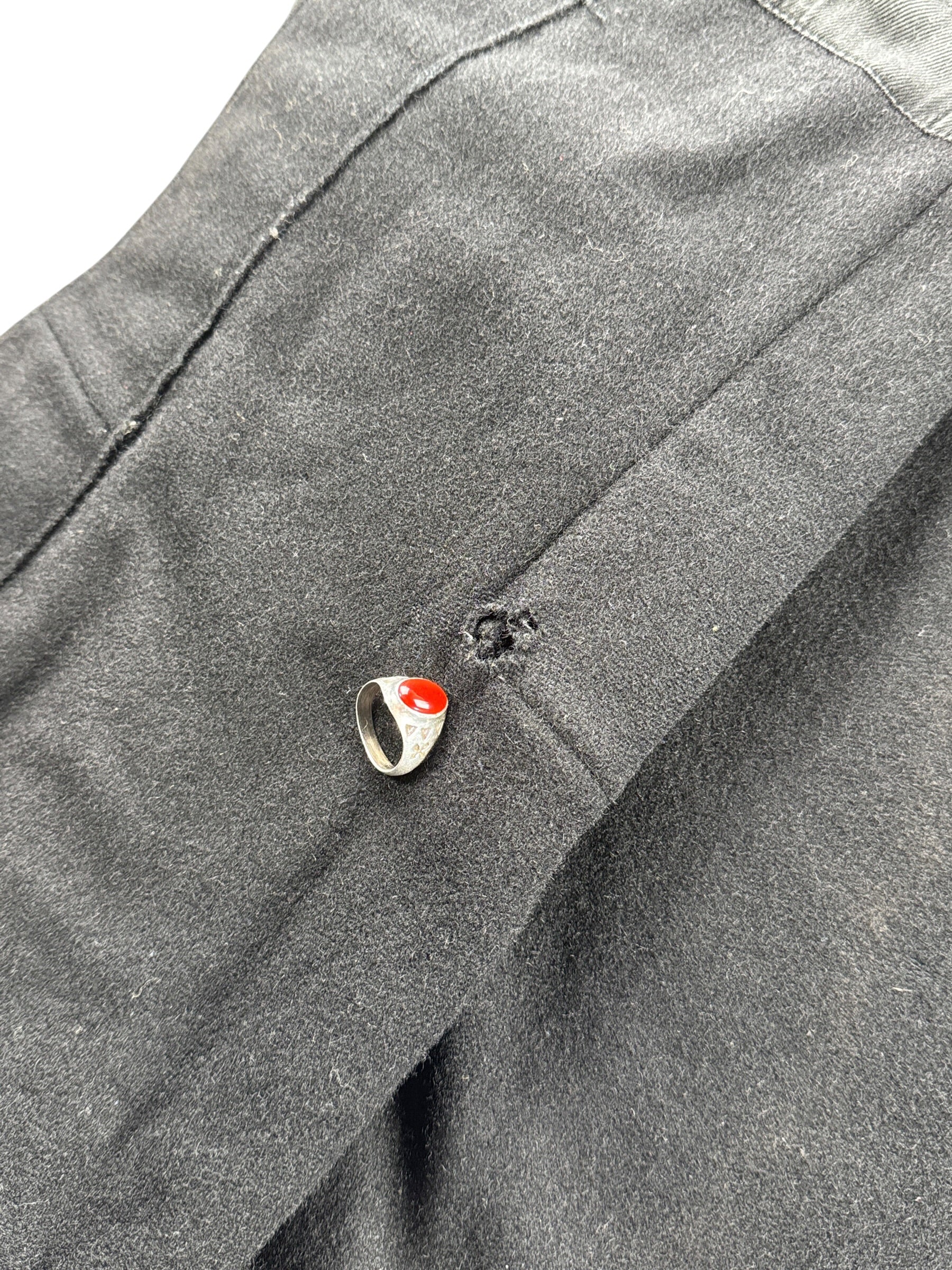 Hole on inside of Vintage Frederick And Nelson Black Wool Toggle Front Coat SZ XL