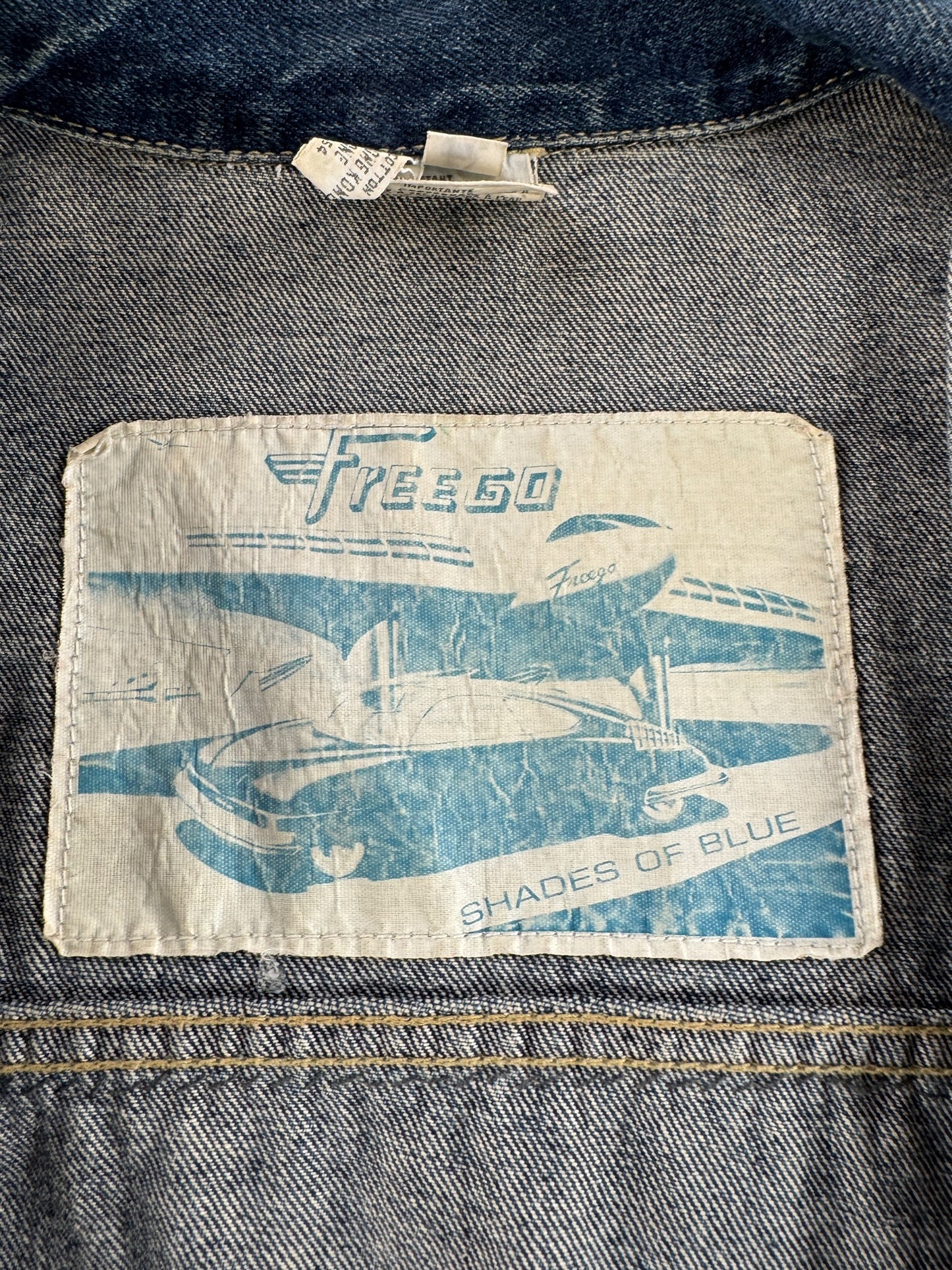 Tag on Vintage 90s Studded & Charmed Freego Trucker Jacket SZ L