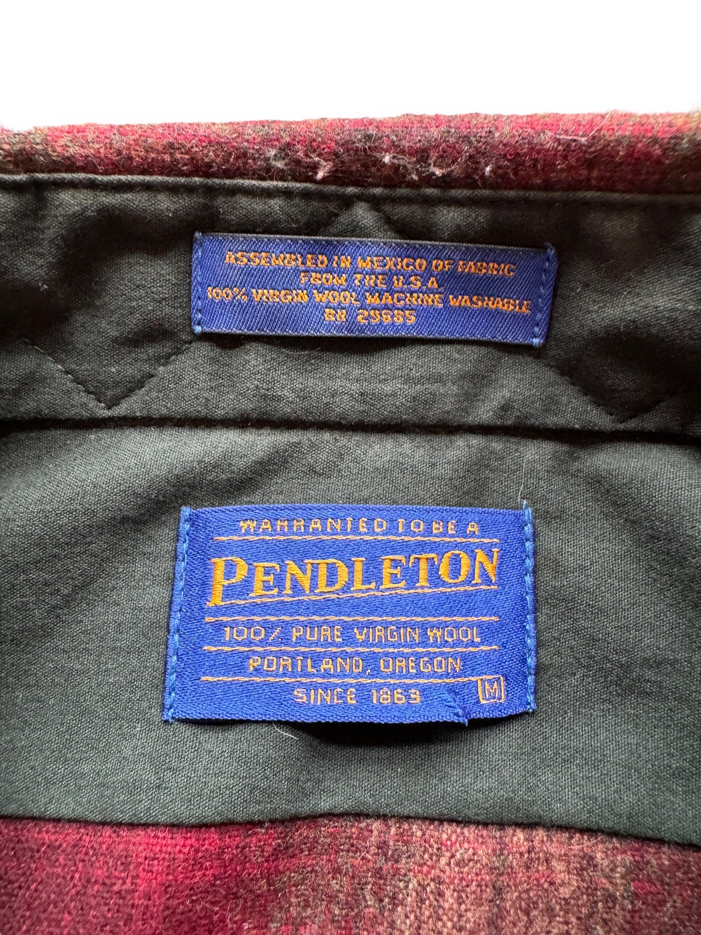 tag on Vintage Pendleton Shadowplaid Western Flannel SZ M