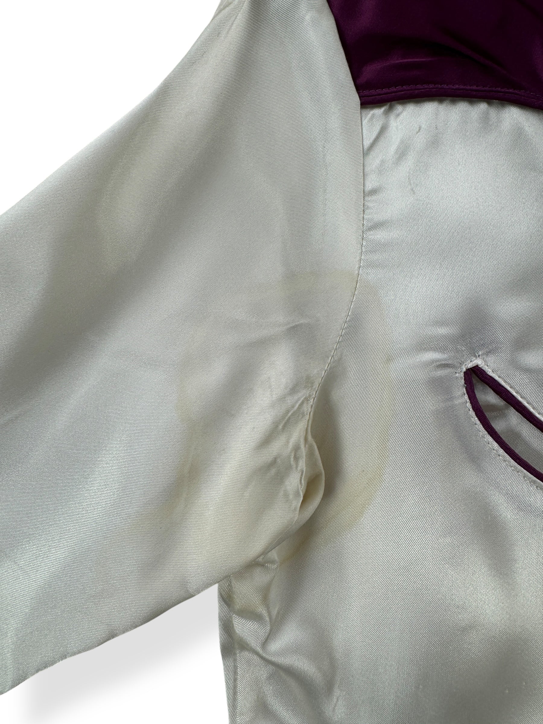 Pit Stains on Vintage Satin Tem Tex Two Tone Pearlsnap SZ S