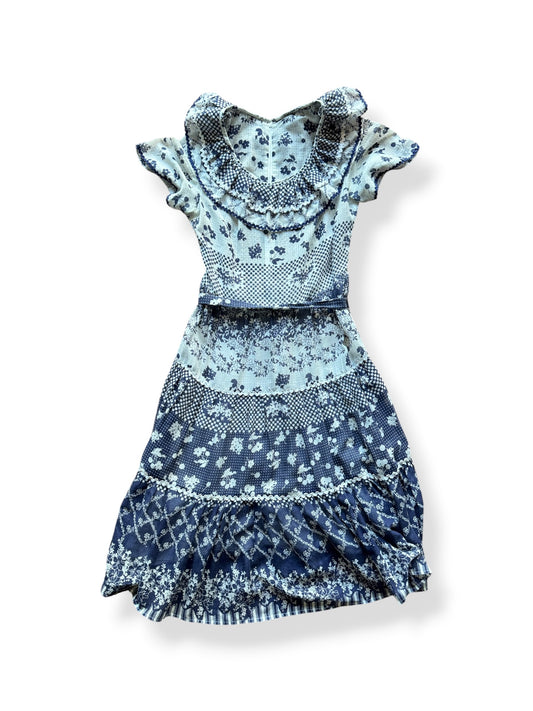 Front of Vintage Navy Tiered Rick Rack Dress SZ S