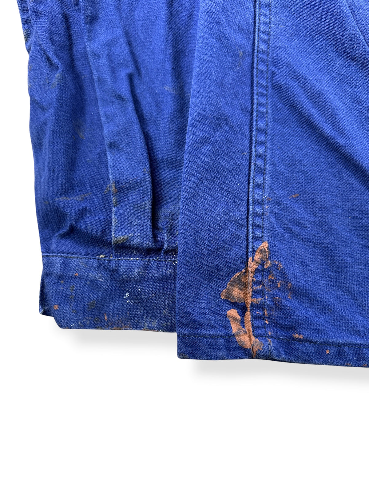 Paint on back of Vintage Paint Splattered French Chore Coat SZ M