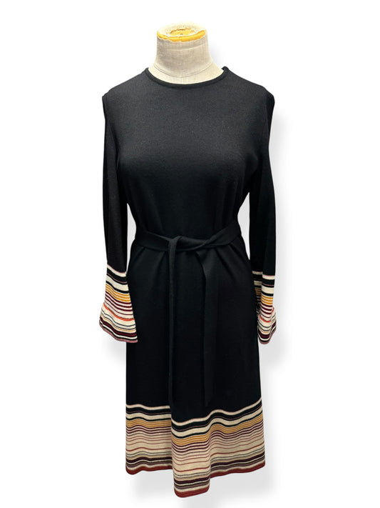 Front view of 70s Goldworm Wool Stripe Dress M-L