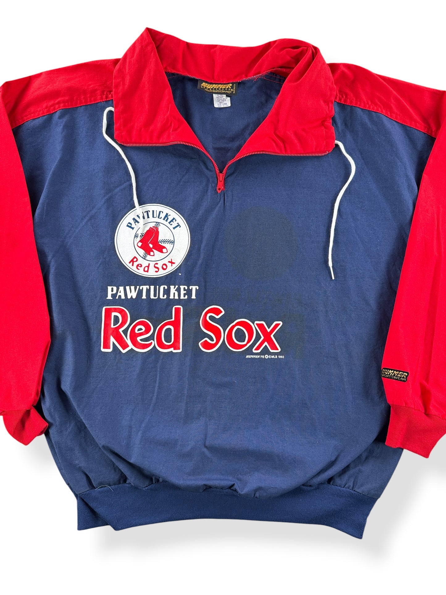 Front Close Up of Vintage NOS Pawtucket Red Sox Windbreaker SZ L