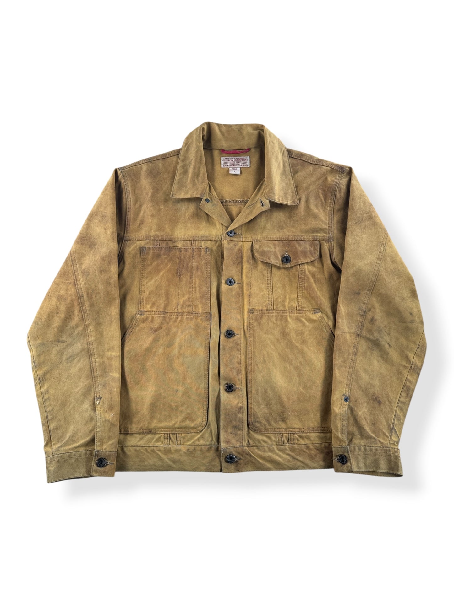 Front of Filson Tin Cloth Short Lined Cruiser Jacket SZ XL (Fits L)