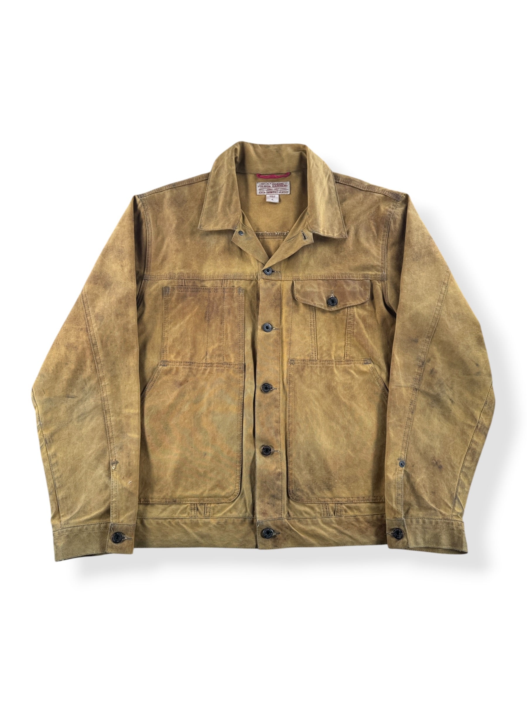 Front of Filson Tin Cloth Short Lined Cruiser Jacket SZ XL (Fits L)