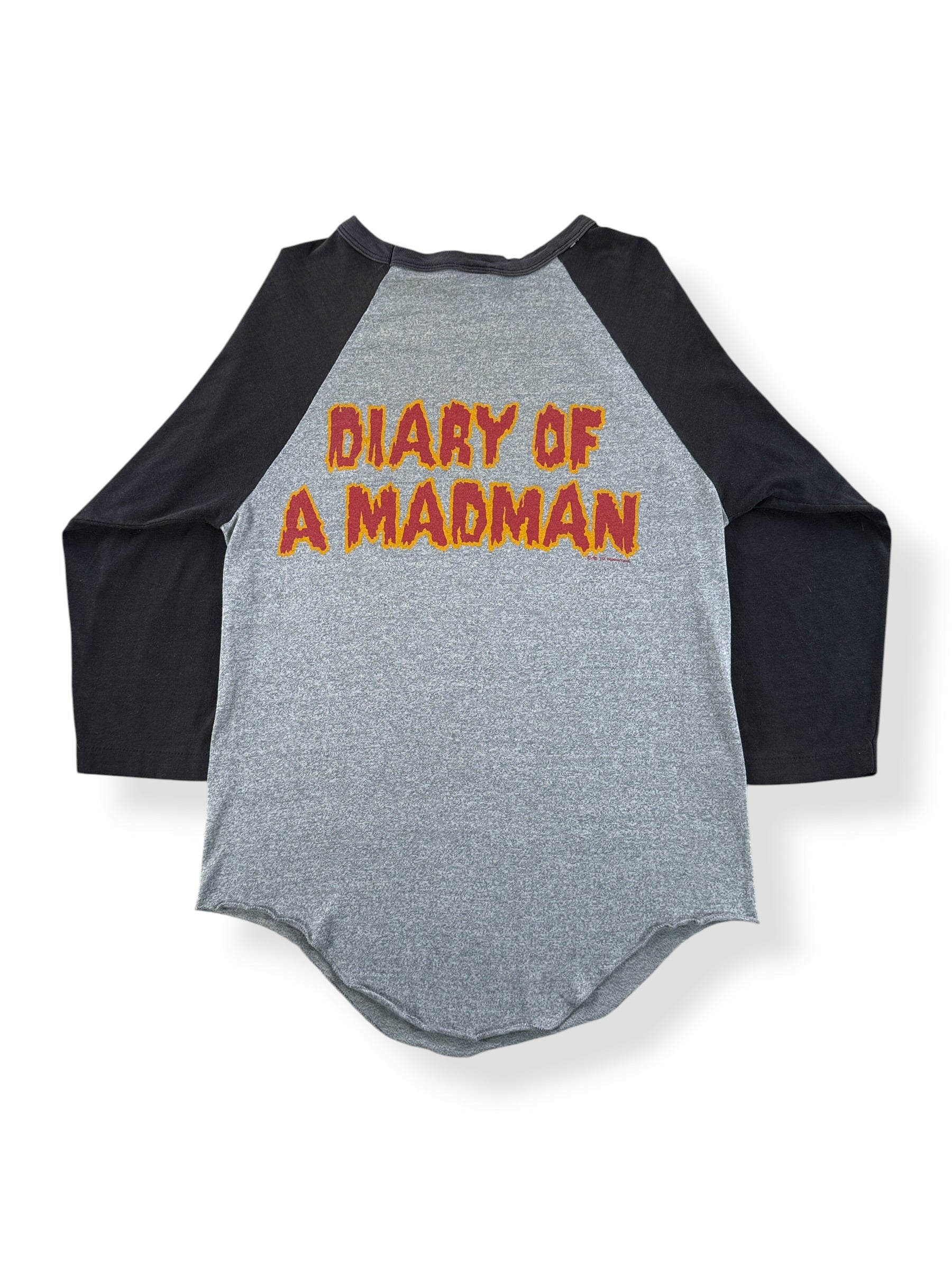 Back of Vintage Ozzy Osbourne Diary of a Madman Raglan Tee SZ M (Fits XS/S)