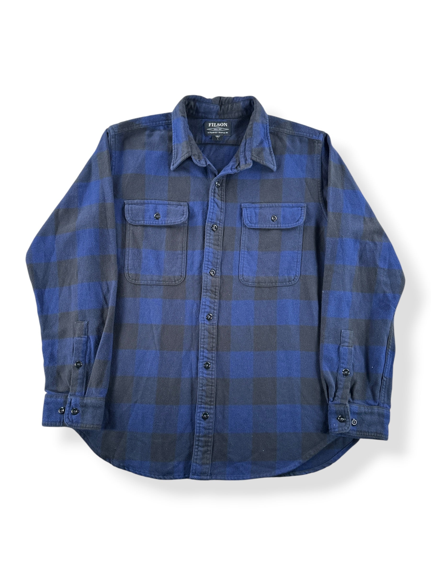 Front of Filson Vintage Flannel Work Shirt SZ L