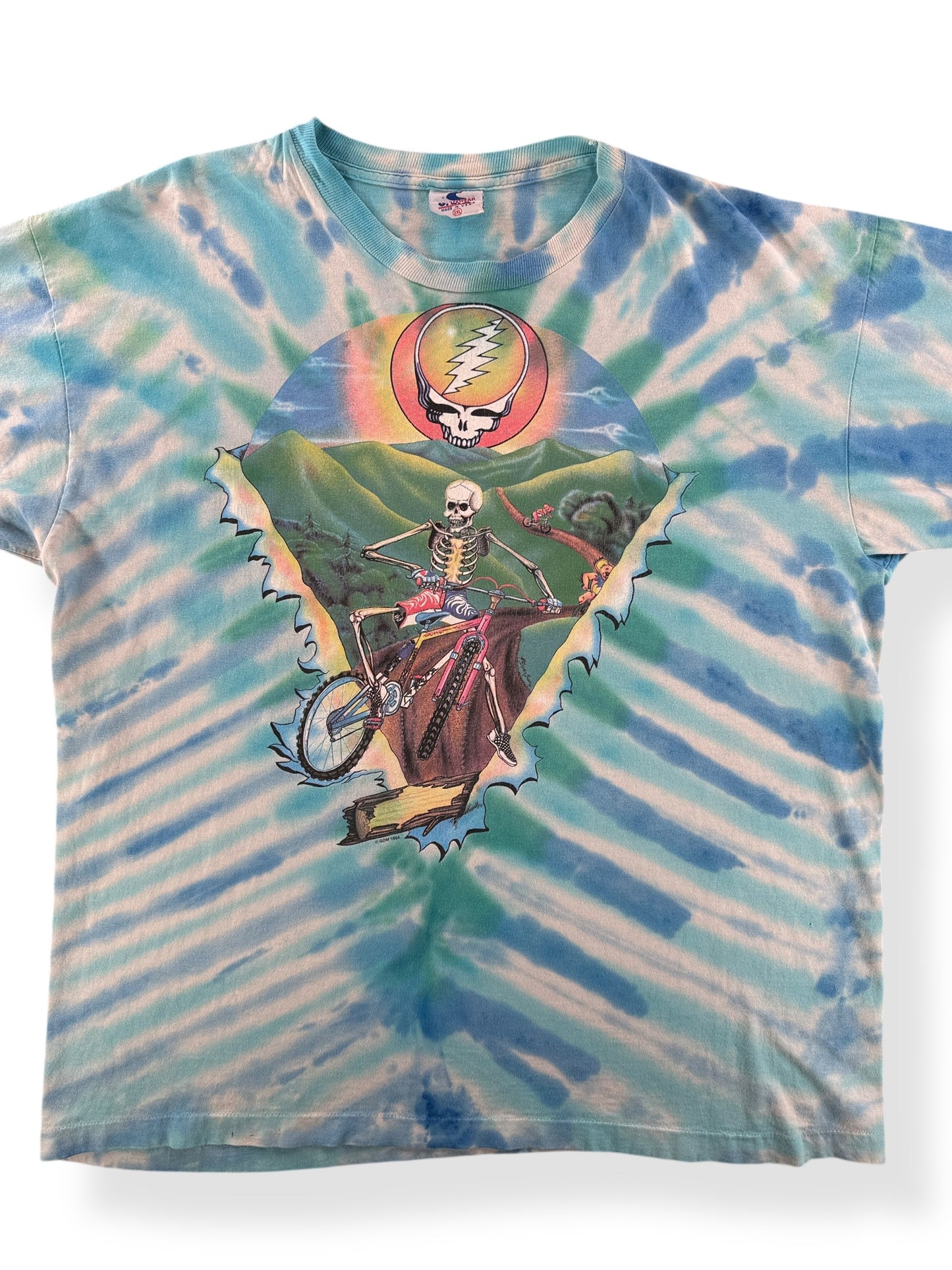 Front Close Up of Vintage Cosmic Charlie Grateful Dead Mountain Biking Tee SZ XXL