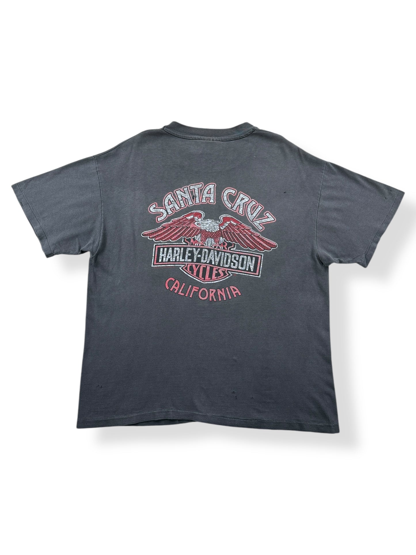 Back of Vintage Santa Cruz Harley Davidson Panhead Tee SZ L