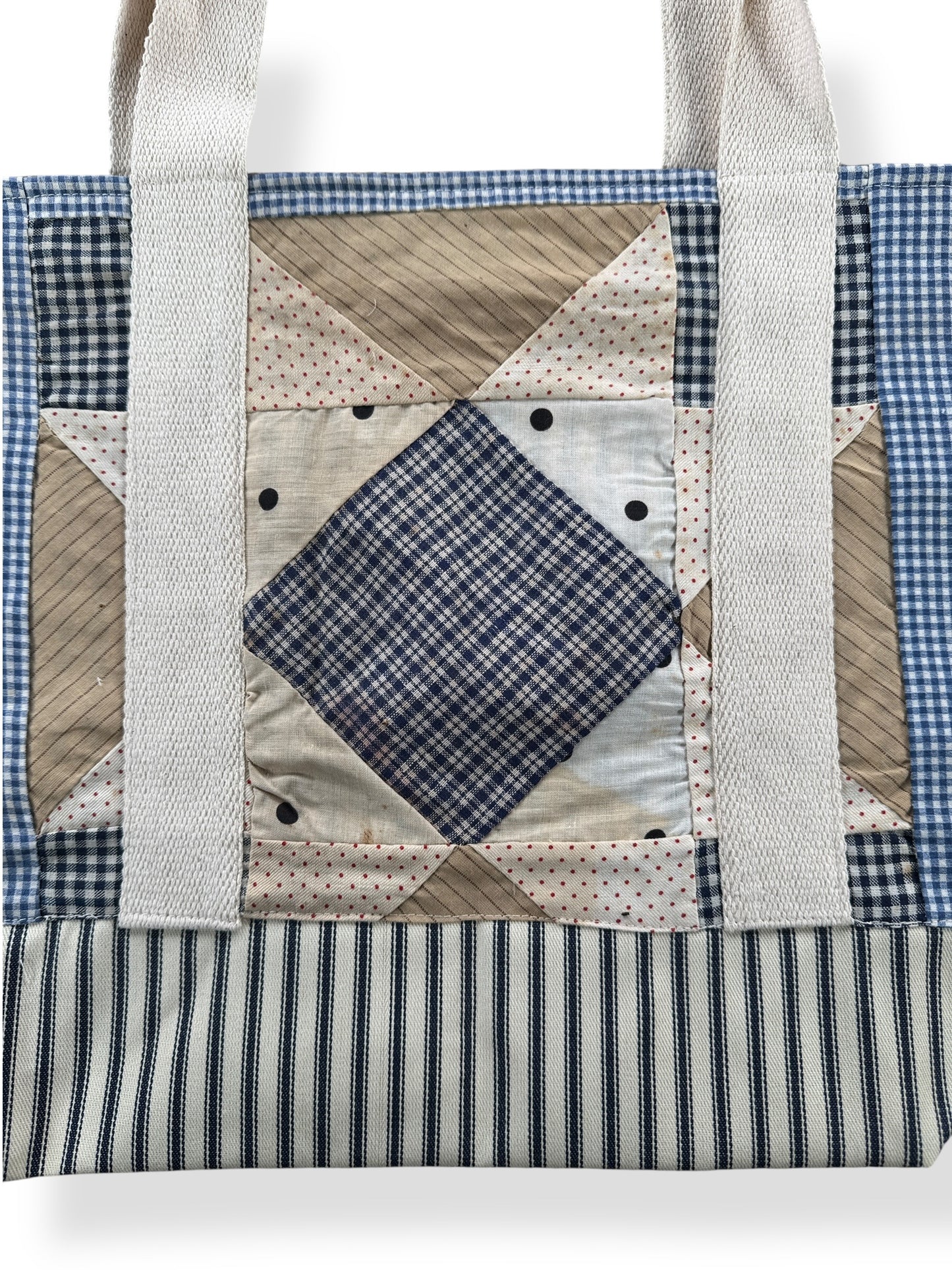 Side B Close Up of Archive Craft X Barn Owl Vintage Quilt Tote Bag