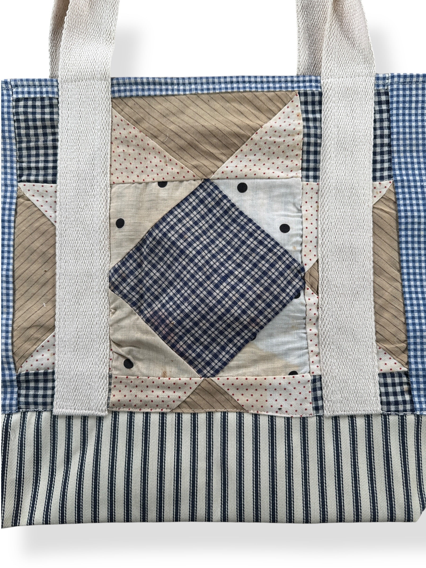 Side B Close Up of Archive Craft X Barn Owl Vintage Quilt Tote Bag