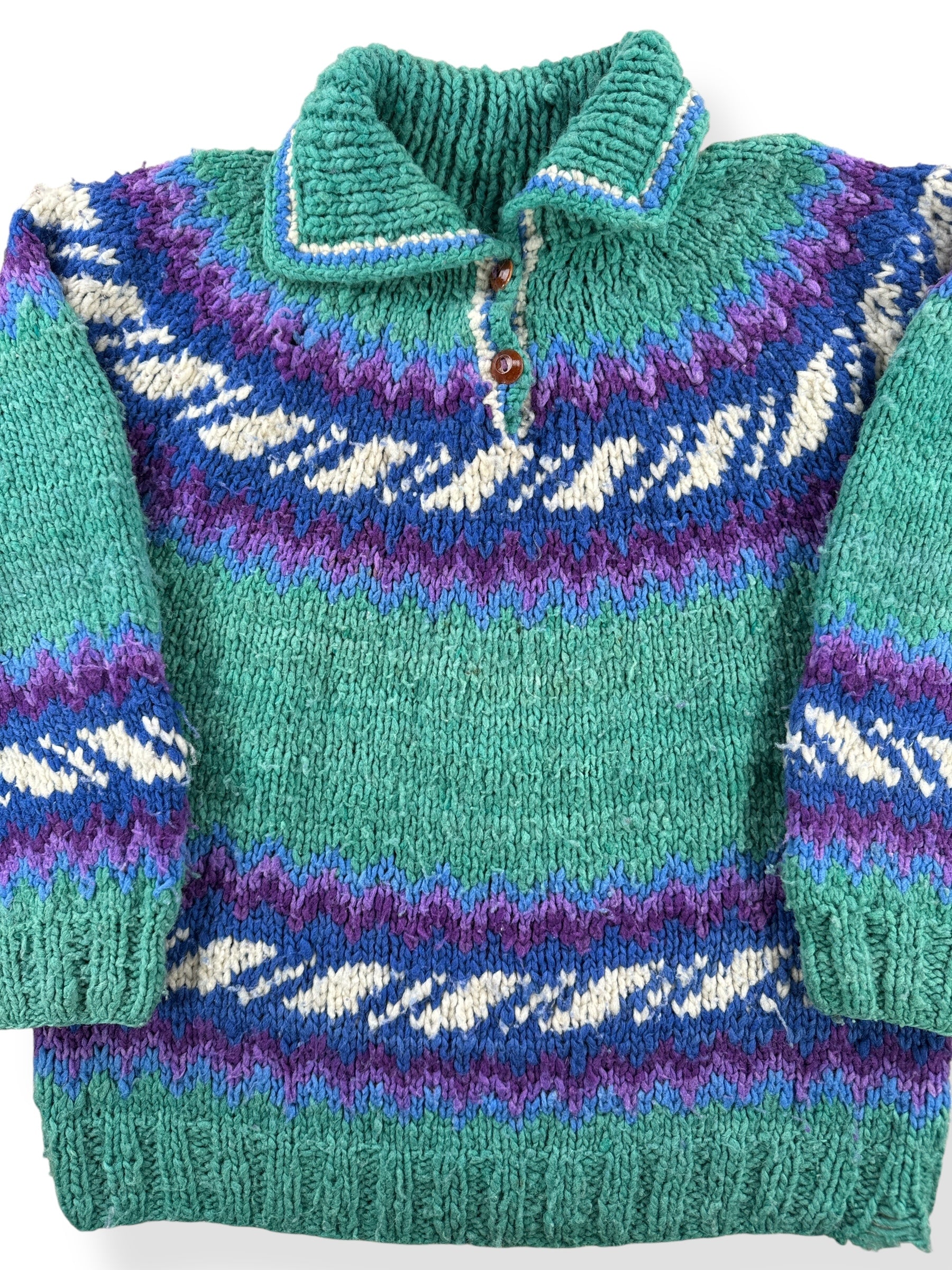 Front Close Up of Vintage Chunky Knit Sweater SZ L
