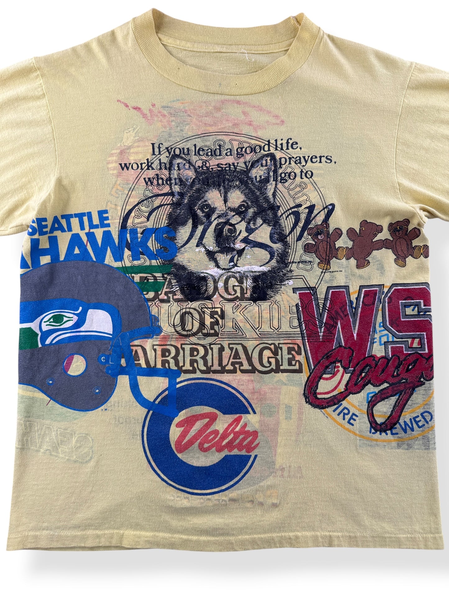 Close-up of Vintage 1990s Washington Test Print Tee SZ M