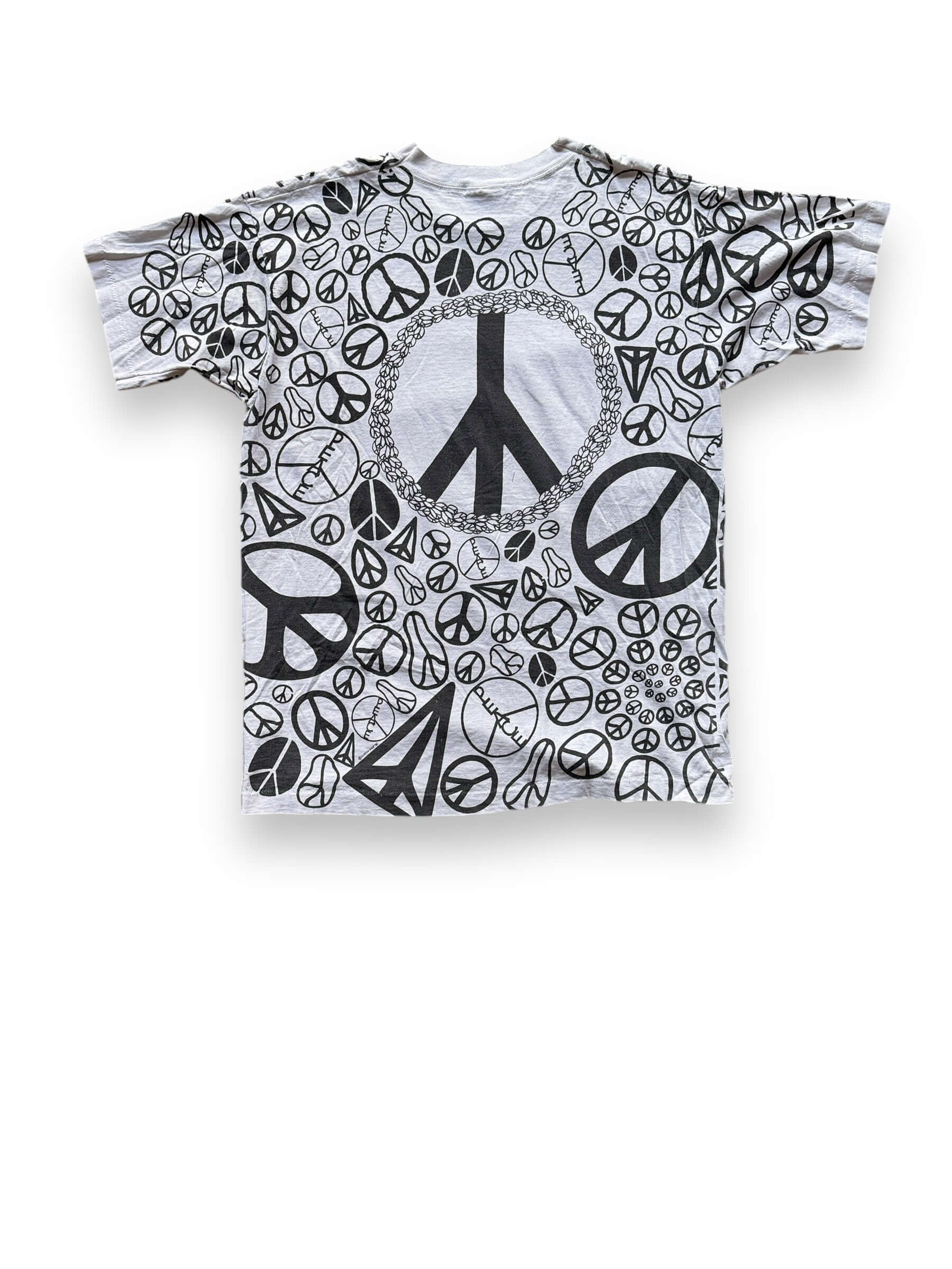 Rear View of Vintage Single Stitch Peace Sign AOP Tee SZ XL