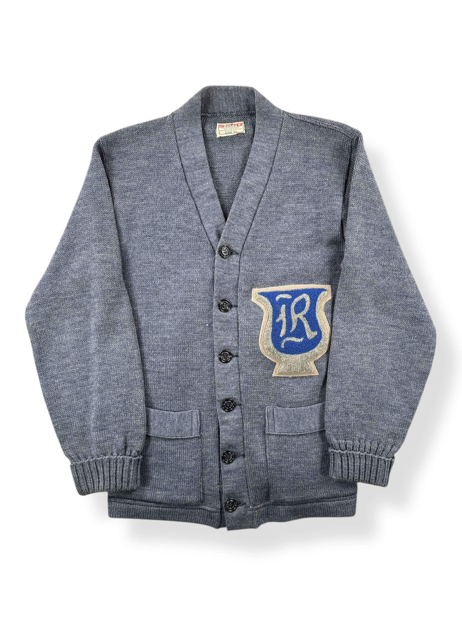 Front of Vintage Sandknit Letterman 40s/50s Era Cardigan SZ 36