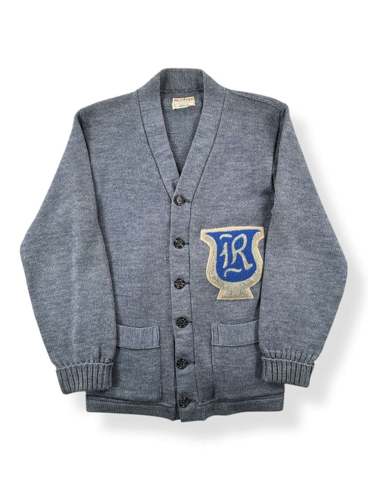 Front of Vintage Sandknit Letterman 40s/50s Era Cardigan SZ 36