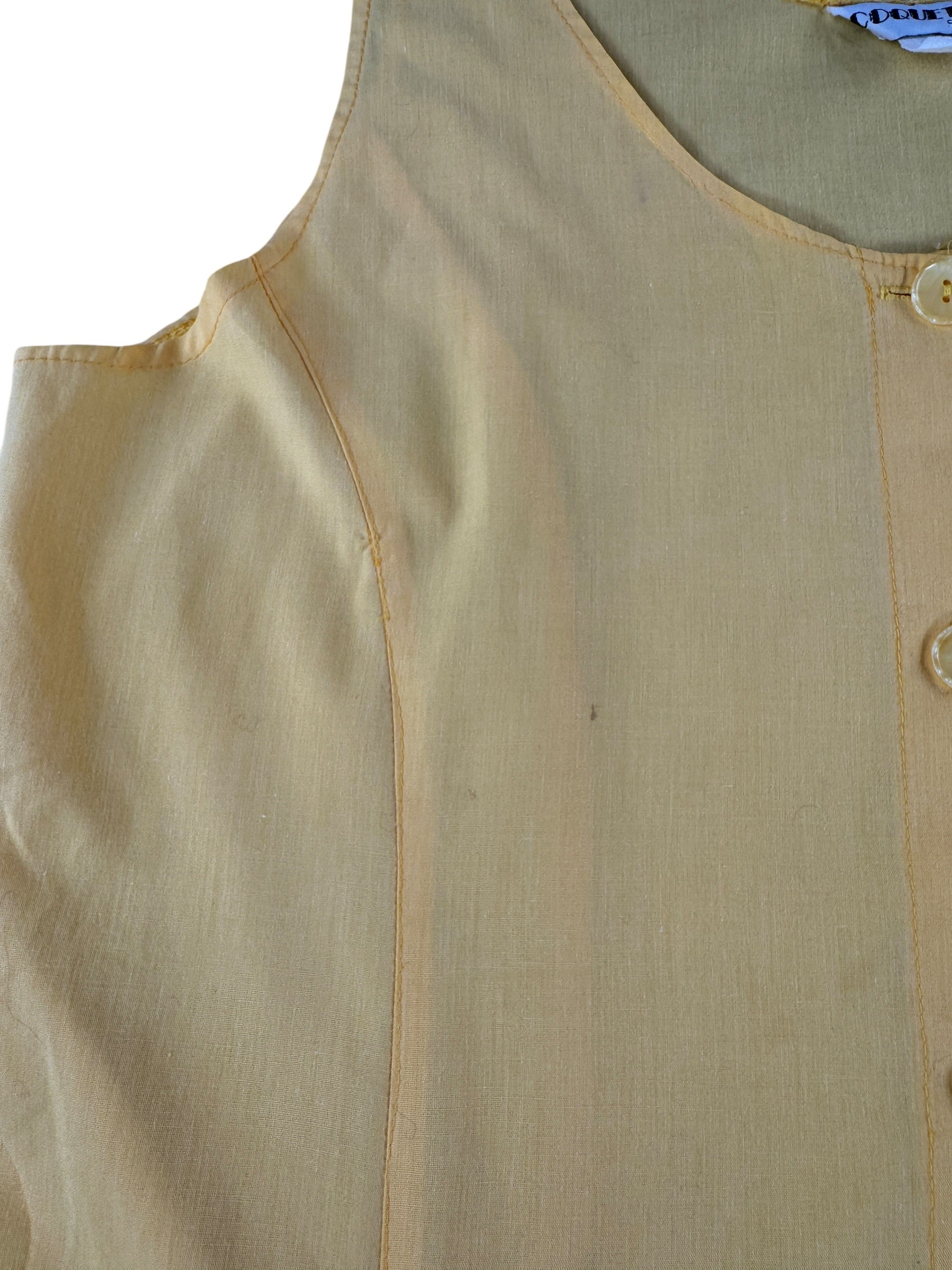 Stain on Vintage Coquette Yellow Dress SZ 14