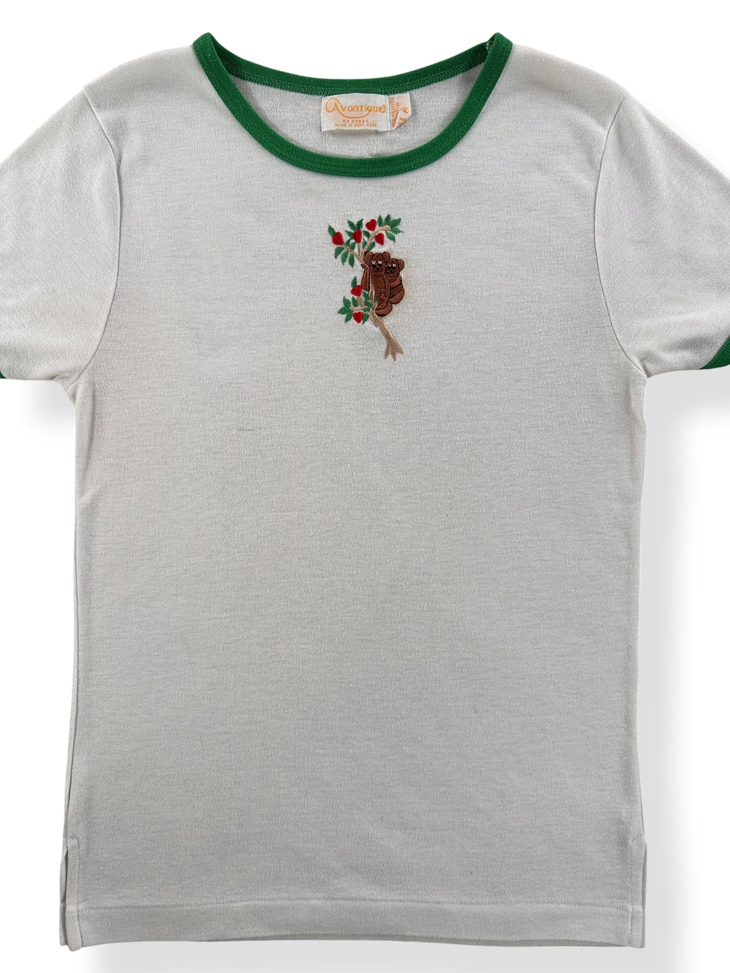 Front Close Up of Vintage 70s Monkeys Baby Tee SZ M (Fits XS)