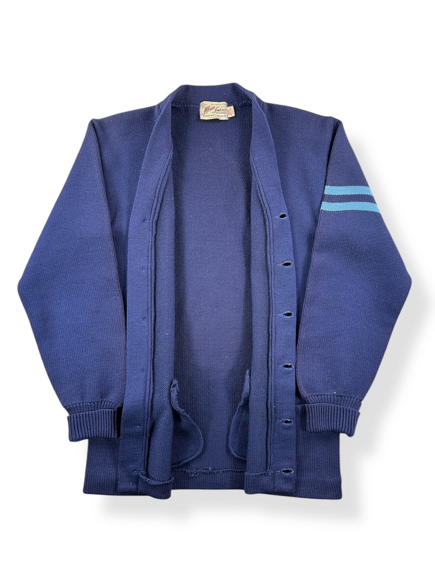 Inside of Vintage Albion Knitting Mills Varsity Sweater SZ S