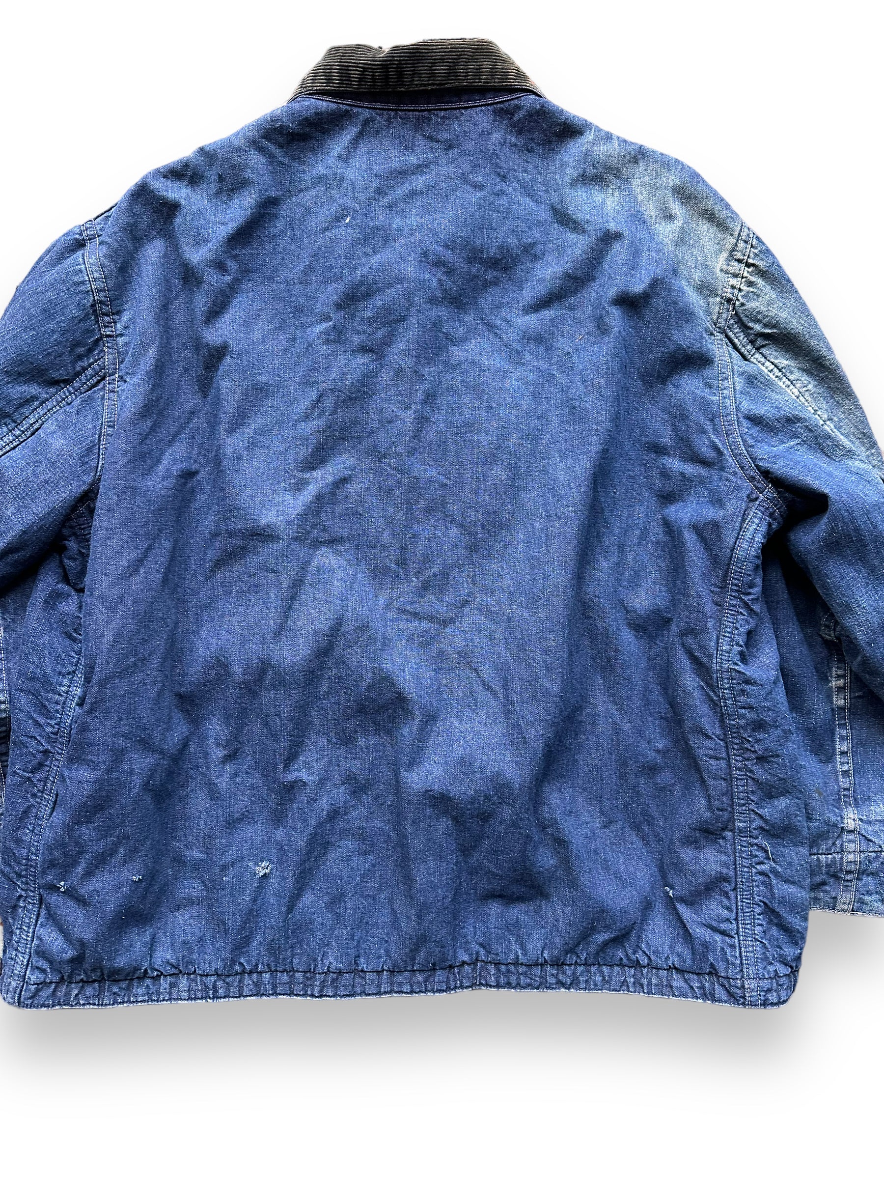 Rear Detail on Vintage Blue Bell Blanket Lined Denim Chore Coat SZ 46 | Seattle Vintage Workwear | Barn Owl Vintage Seattle