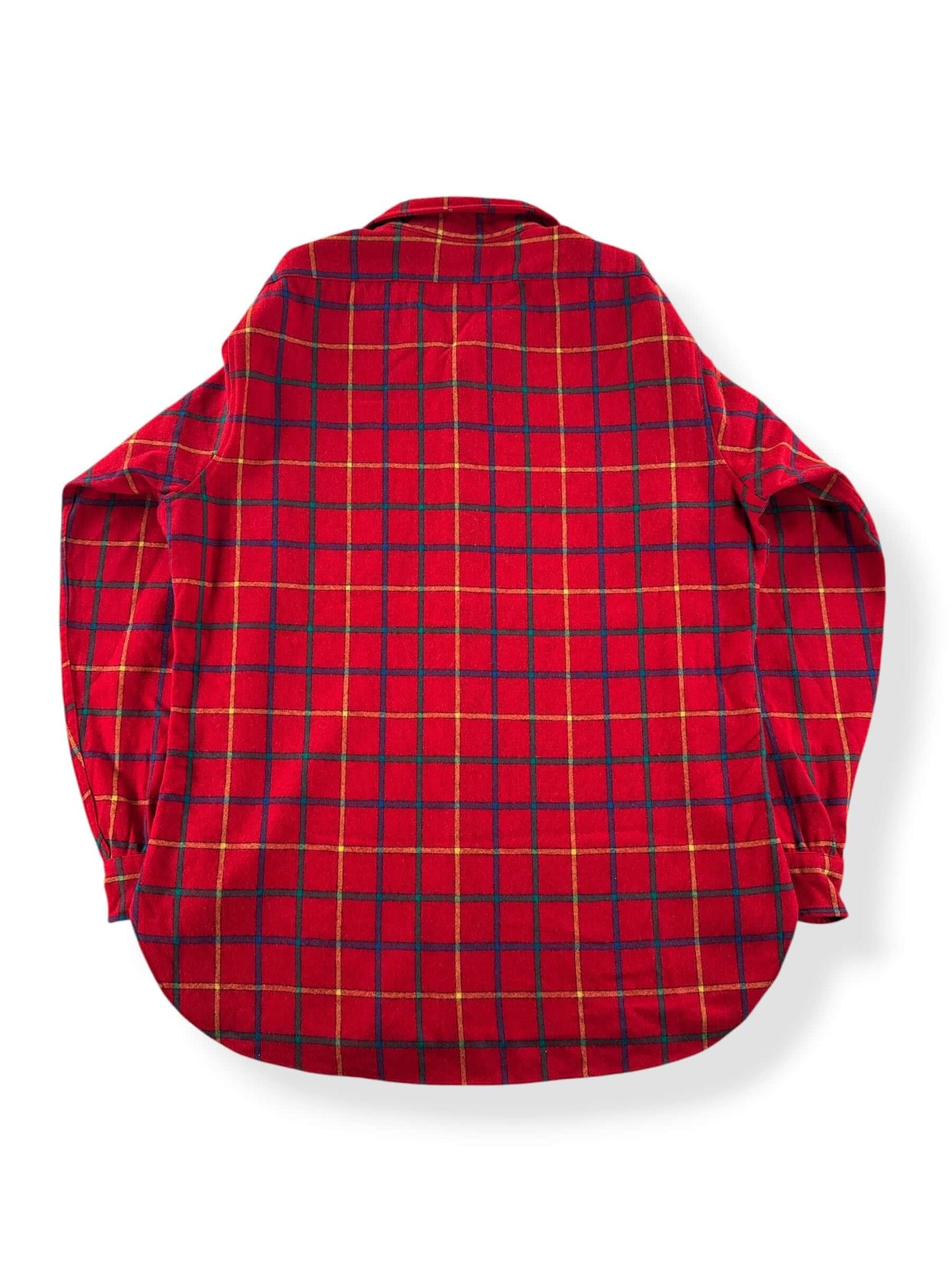 Back of Vintage Red & Yellow Pendleton Flannel SZ L