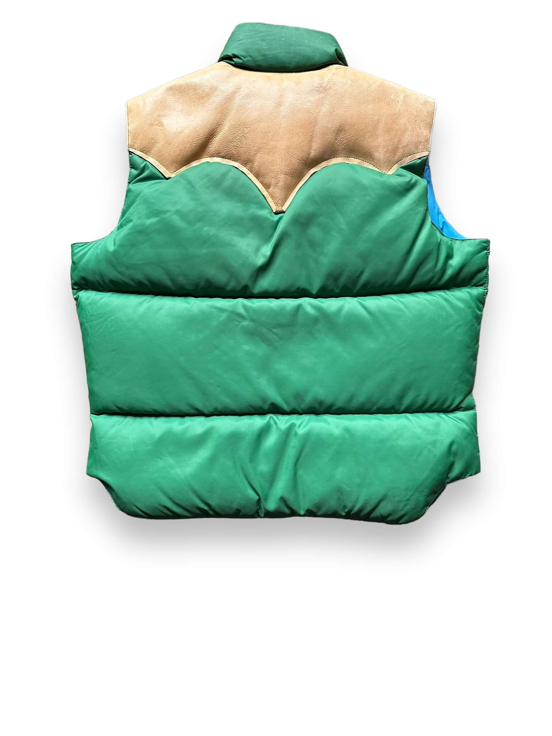 Rear View of Vintage Rocky Mountain Featherbed Green and Blue Down Vest SZ XL