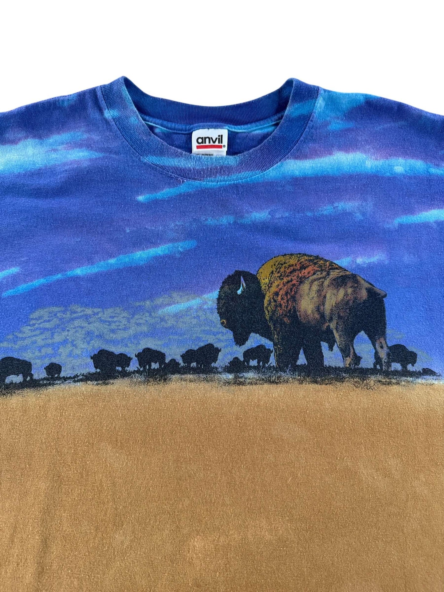Front Graphic of Vintage AOP Buffalo Roaming Tee SZ M
