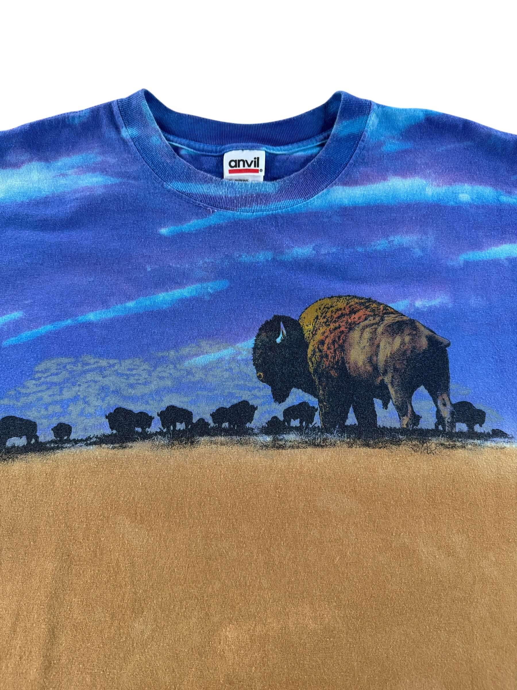 Front Graphic of Vintage AOP Buffalo Roaming Tee SZ M