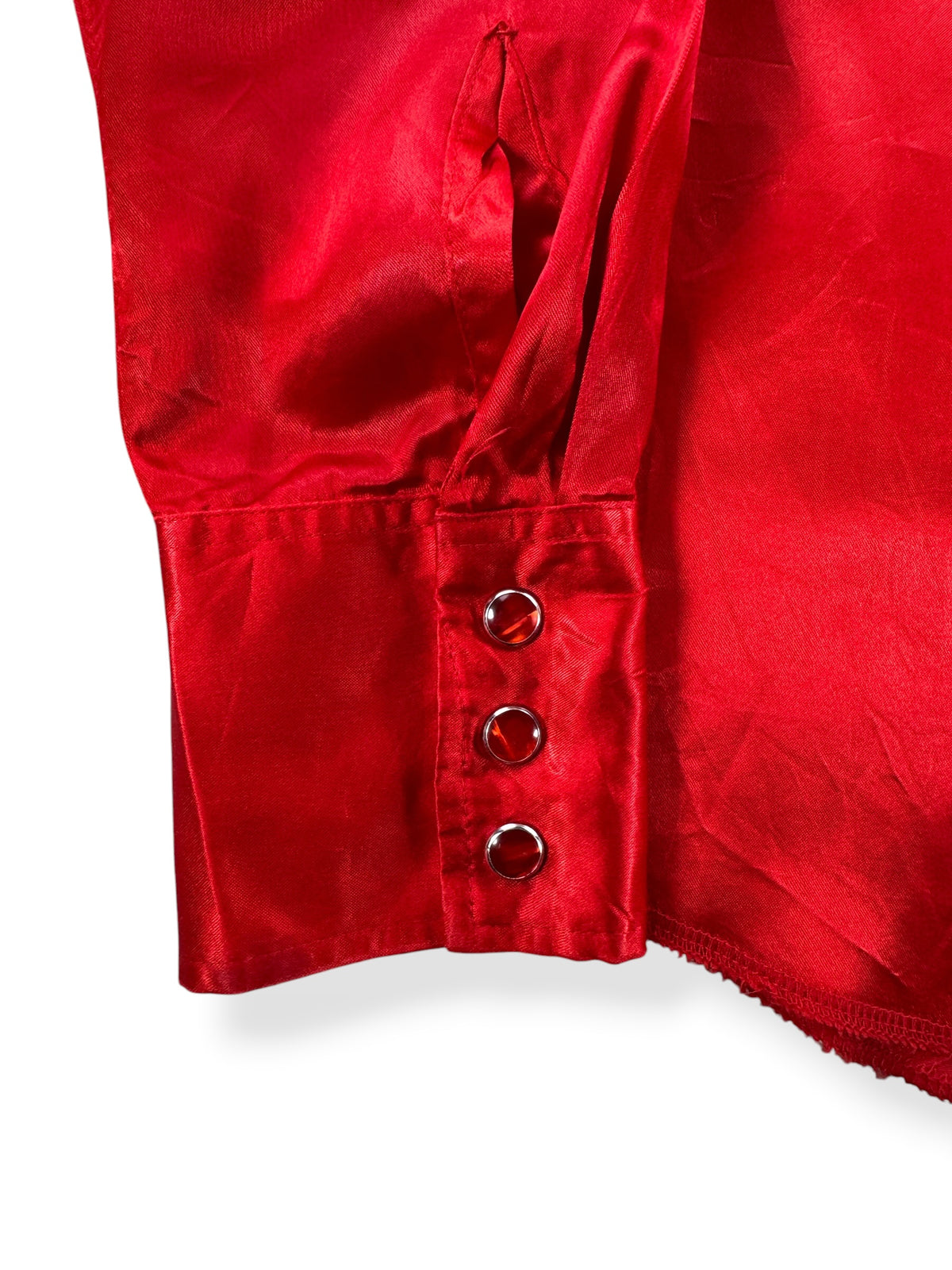 Cuff on Vintage Wrangler Red Western Pearl Snap SZ S