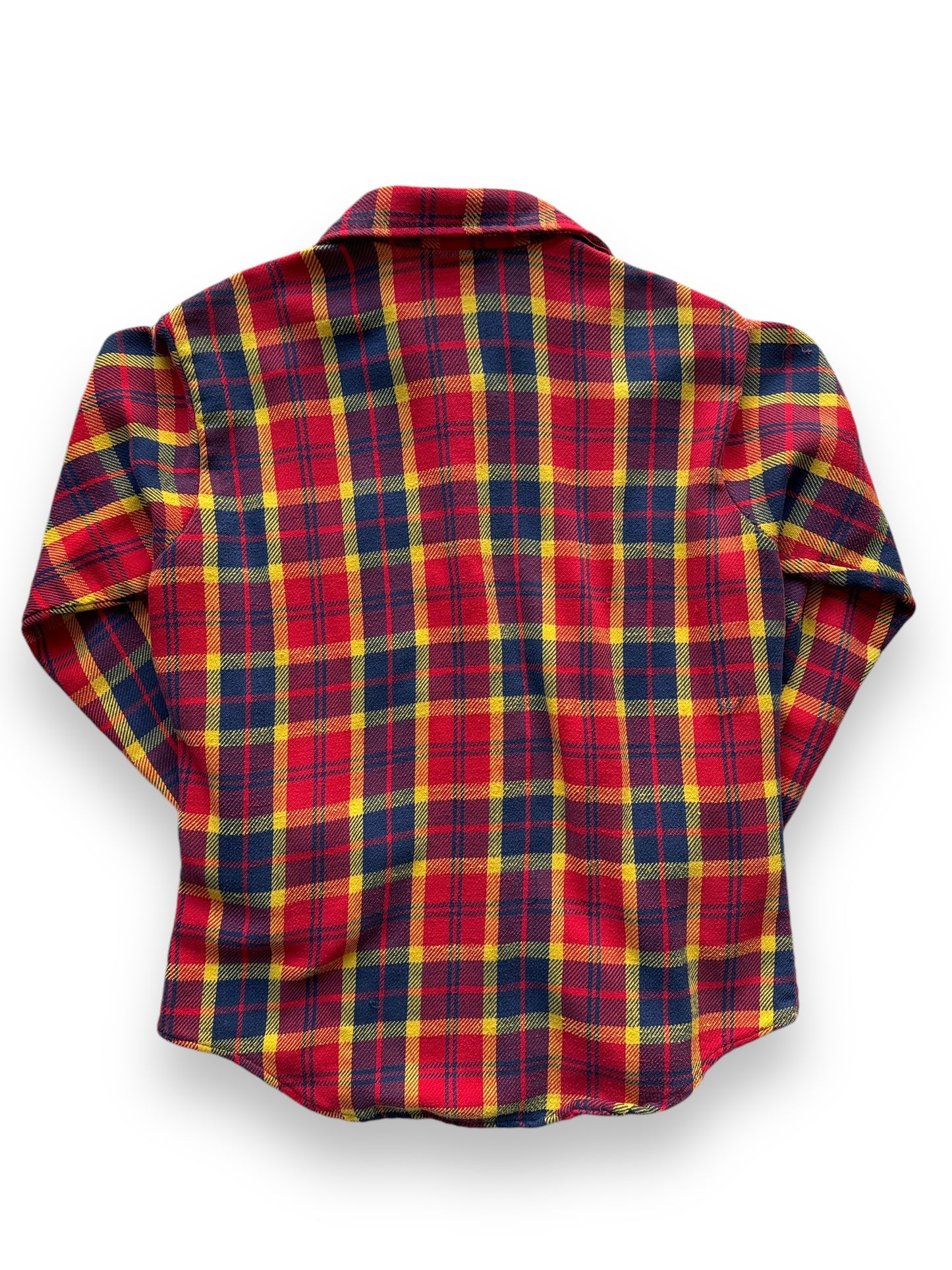 back of Vintage Big Mac Red/Yellow/Blue Cotton Flannel SZ M