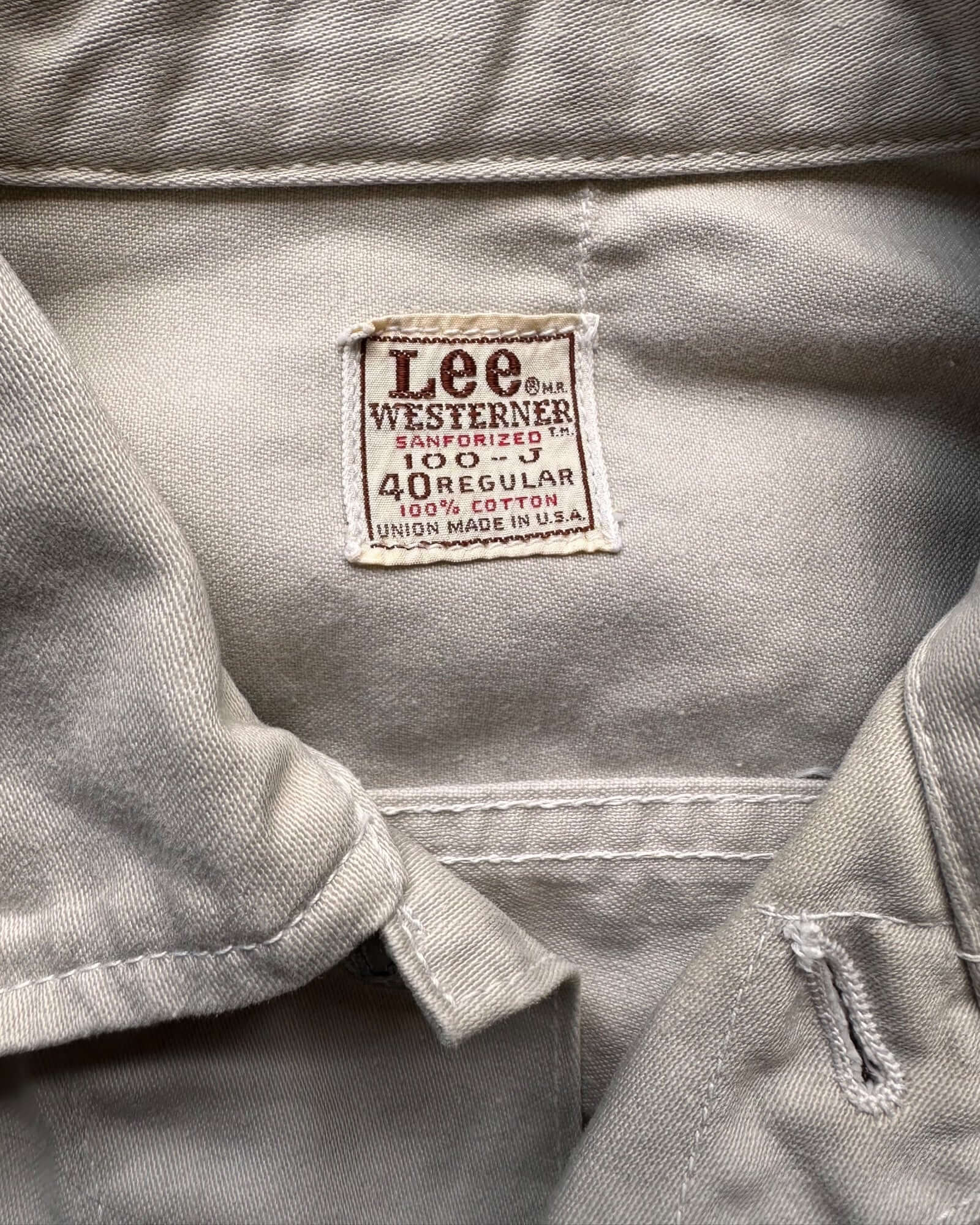 Tag Close Up View on Vintage Lee Westerner Jacket SZ 40 | Vintage Lee 100-J Denim Workwear Seattle | Seattle Vintage Denim