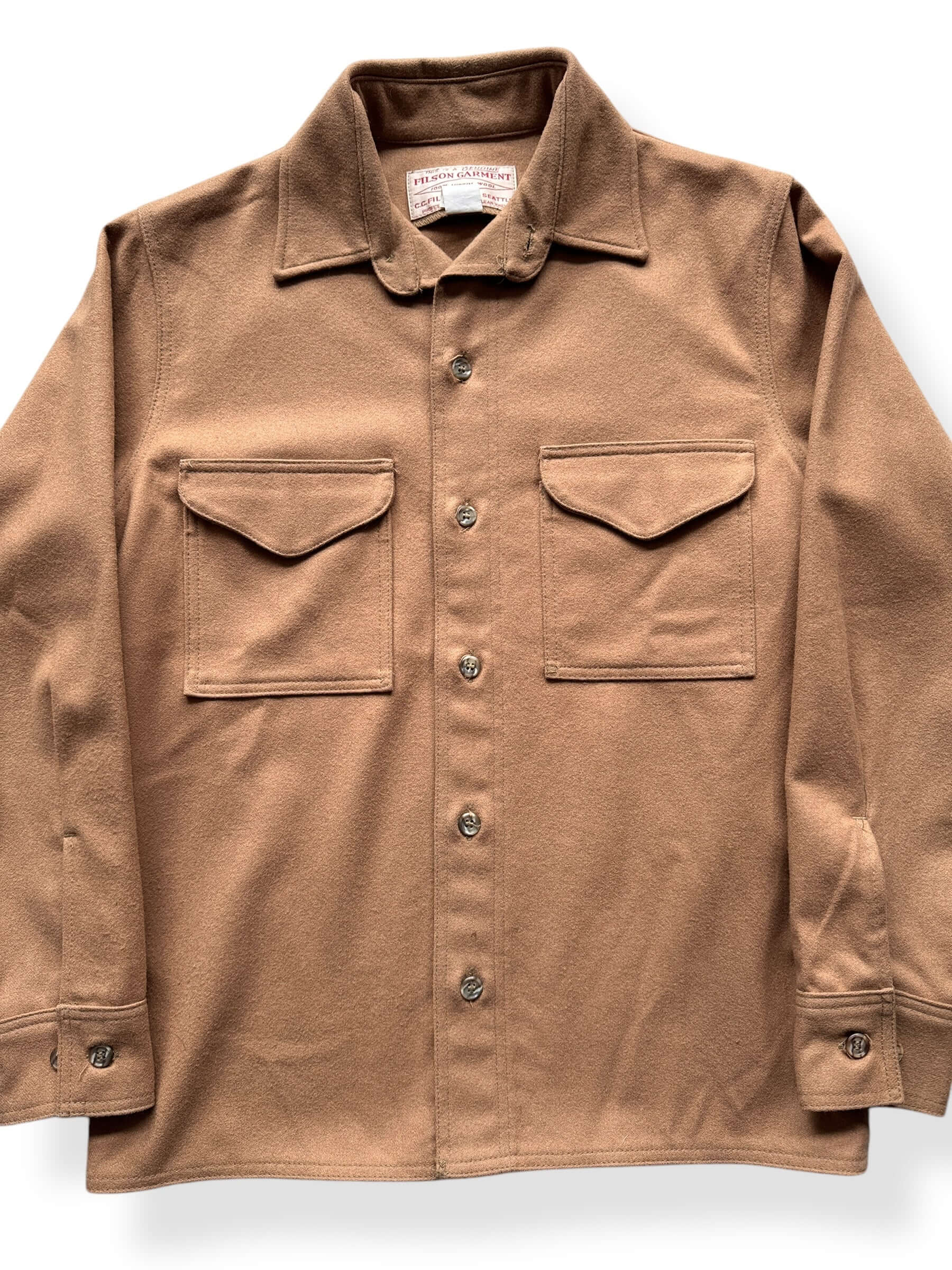 Front Close Up of Vintage Filson Brown Jac-Shirt SZ 38