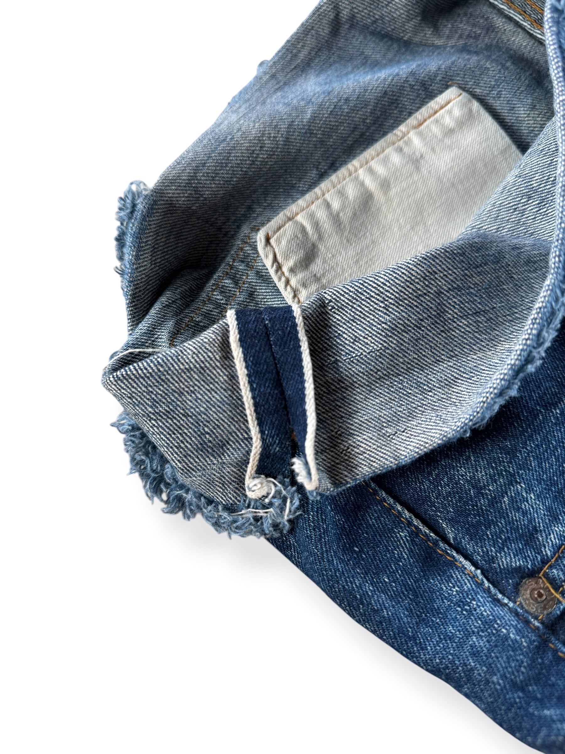 Selvedge ID on Vintage Dark Levis 501 Redline Cutoff Shorts W 26