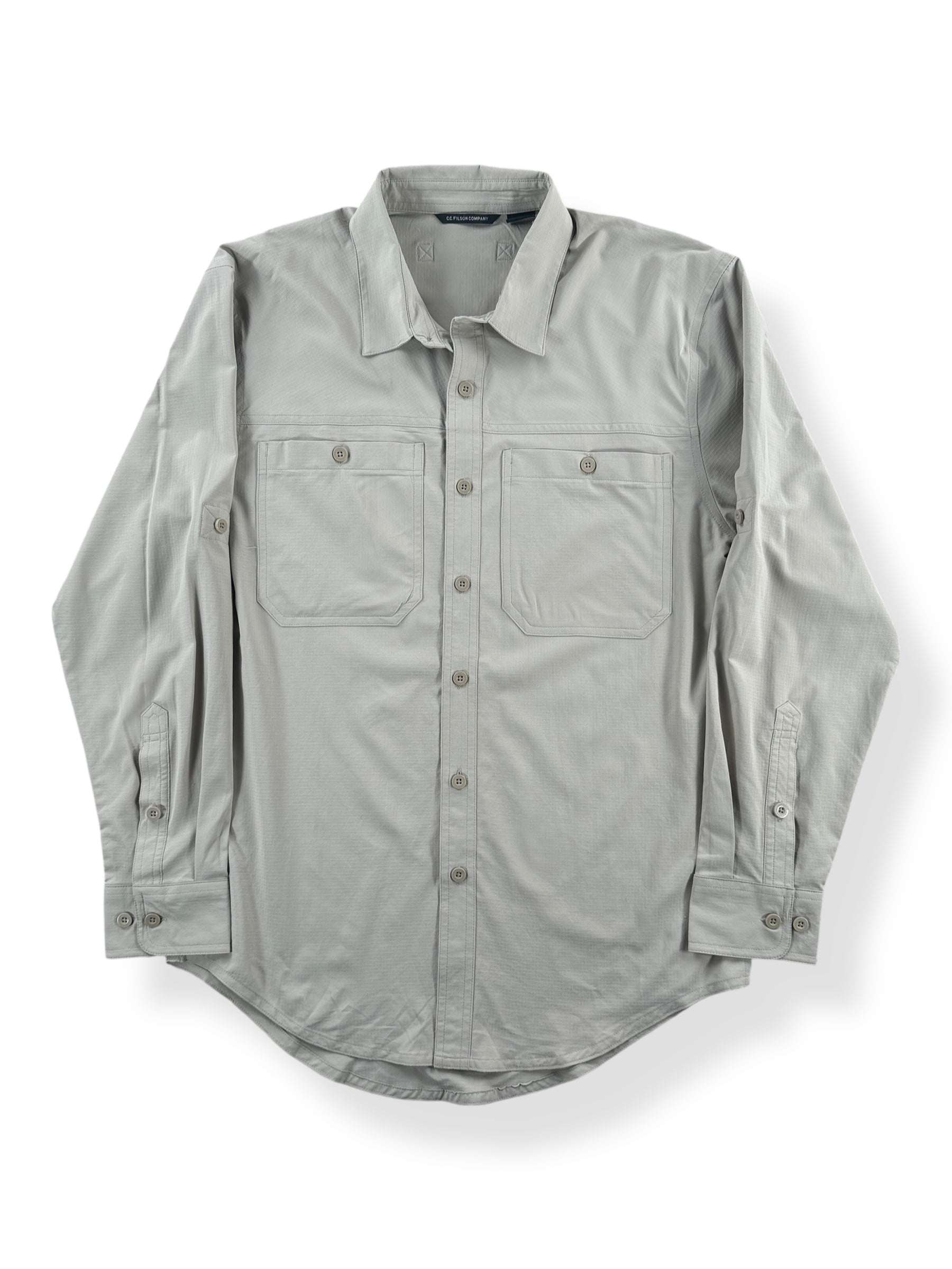 Front of CC Filson Ultralight Sand Bar Long Sleeve Shirt SZ XS