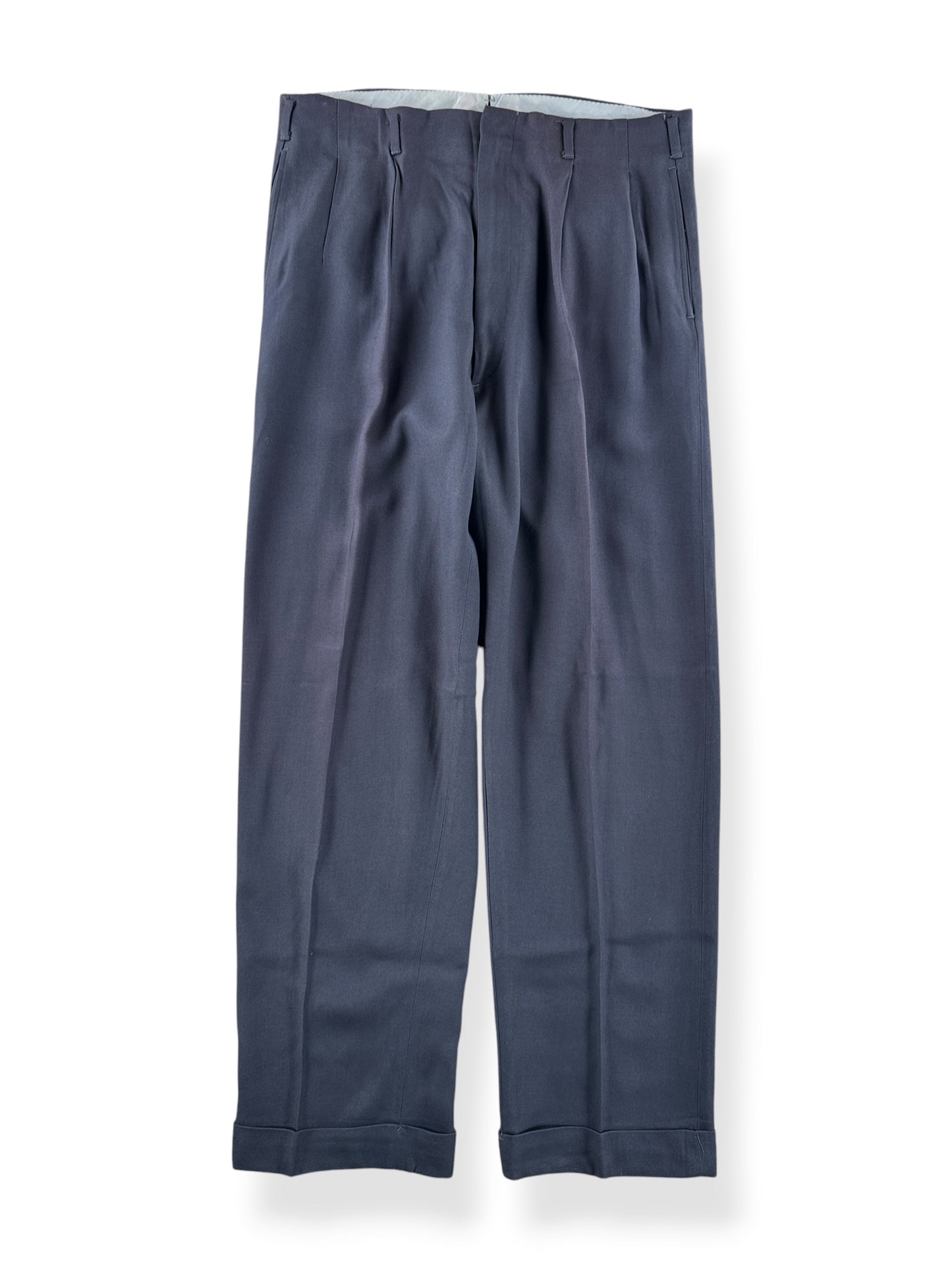 Front of Vintage Grey Rayon Drop Loop Trousers W34