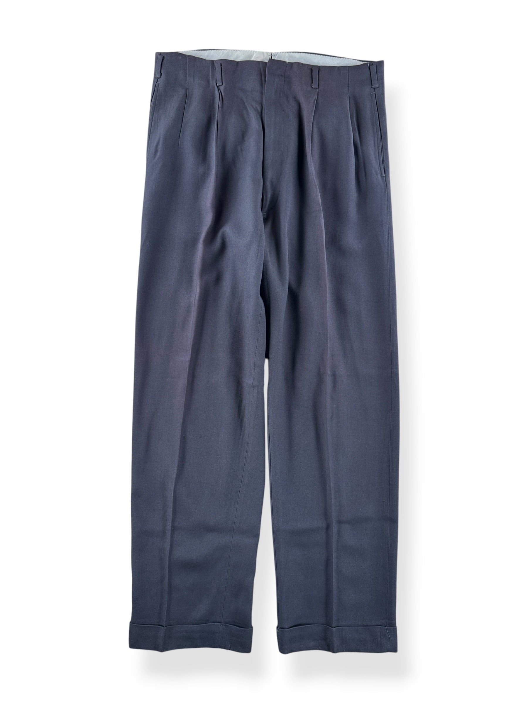 Front of Vintage Grey Rayon Drop Loop Trousers W34