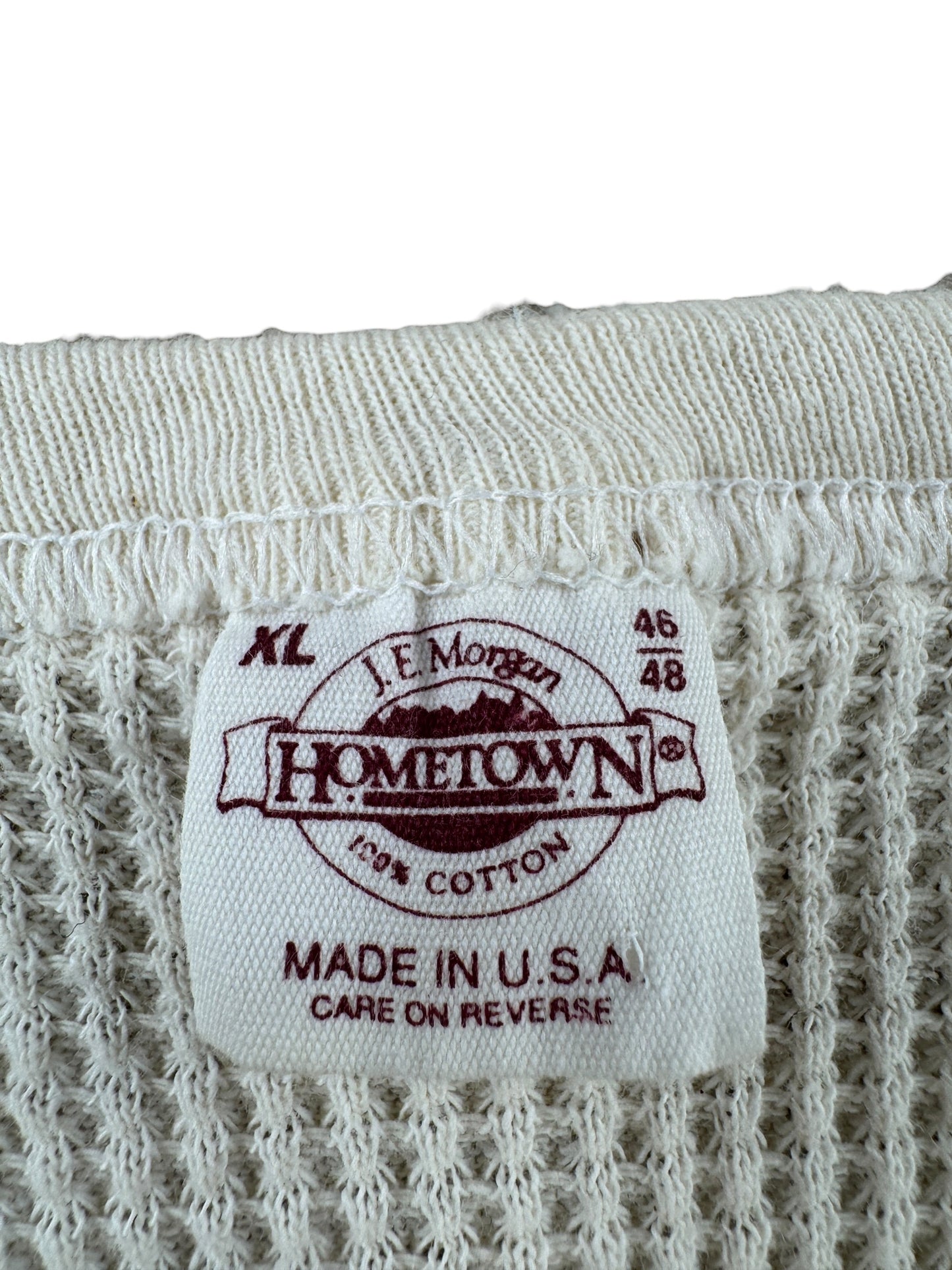 Tag on Vintage J.E. Morgan 100% Cotton Waffle Undershirt SZ XL (Fits XS)